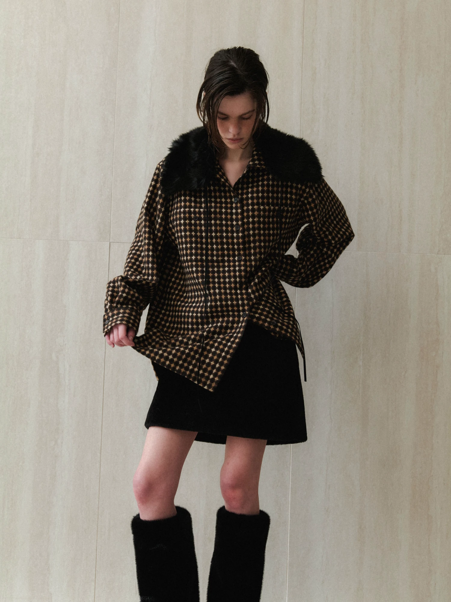 Рубашка EPINGLER Pocket Box Jacquard Brown