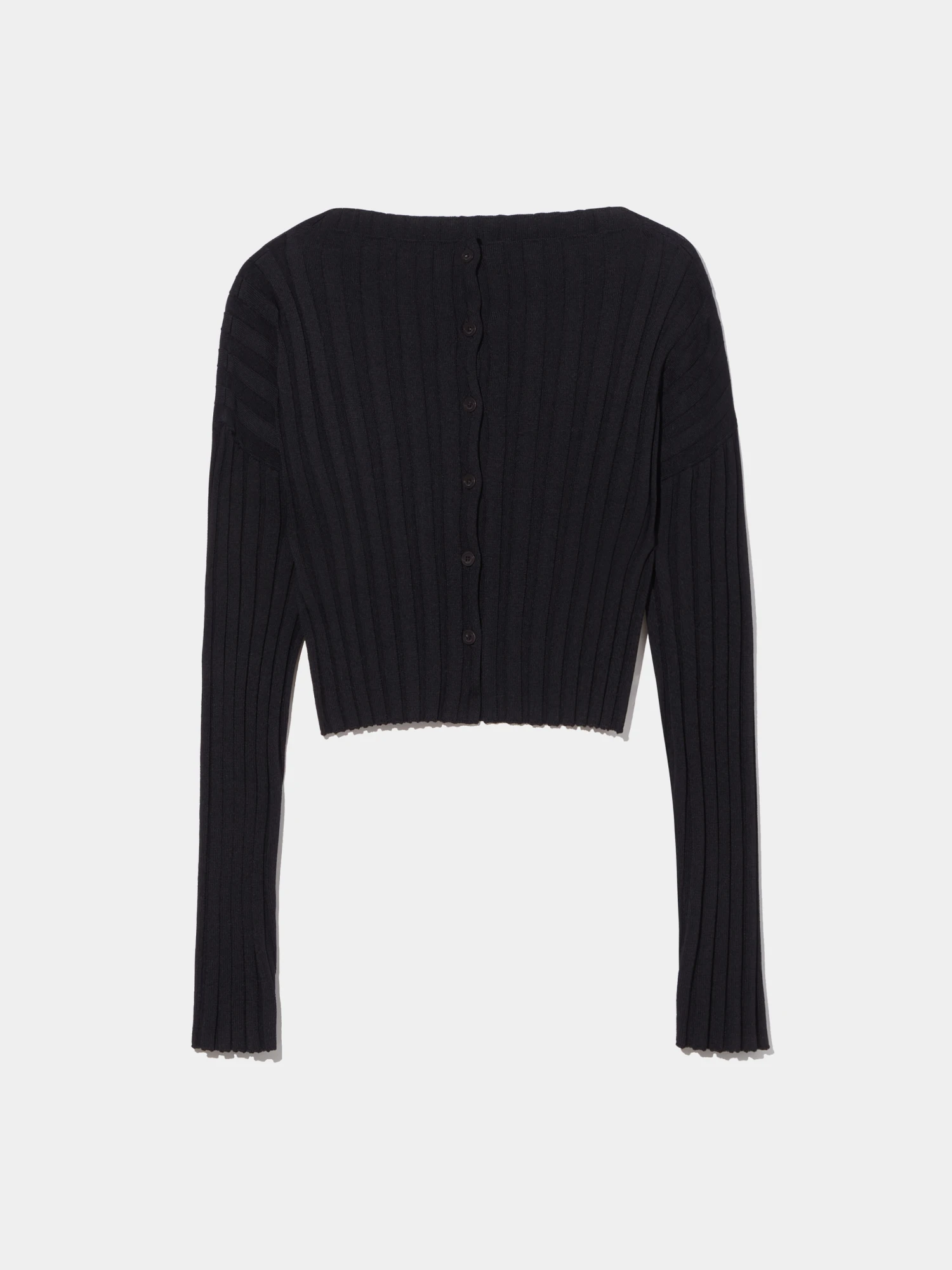 Женский кардиган LE17SEPTEMBRE Ribbed Collarless Black