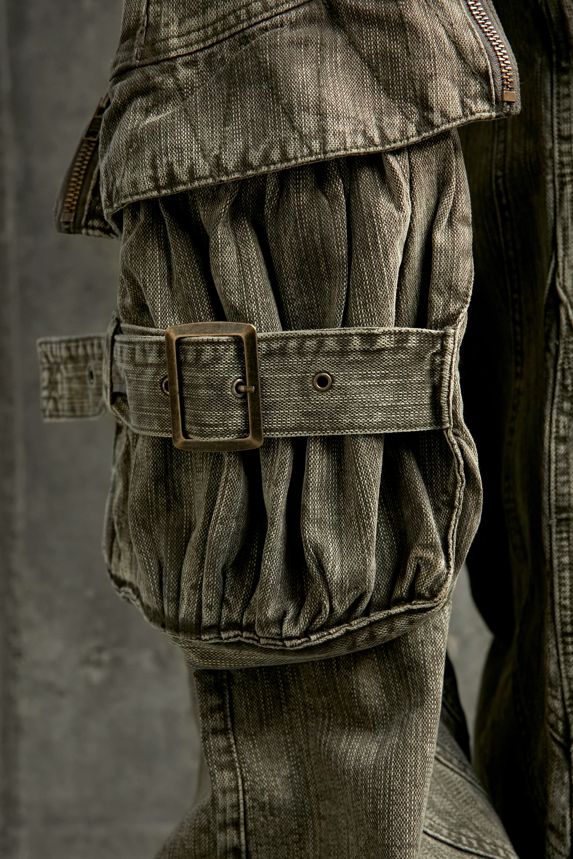 Джинсы NO/FAITH STUDIOS Texture Wave Cargo Grey Khaki Джинсы в