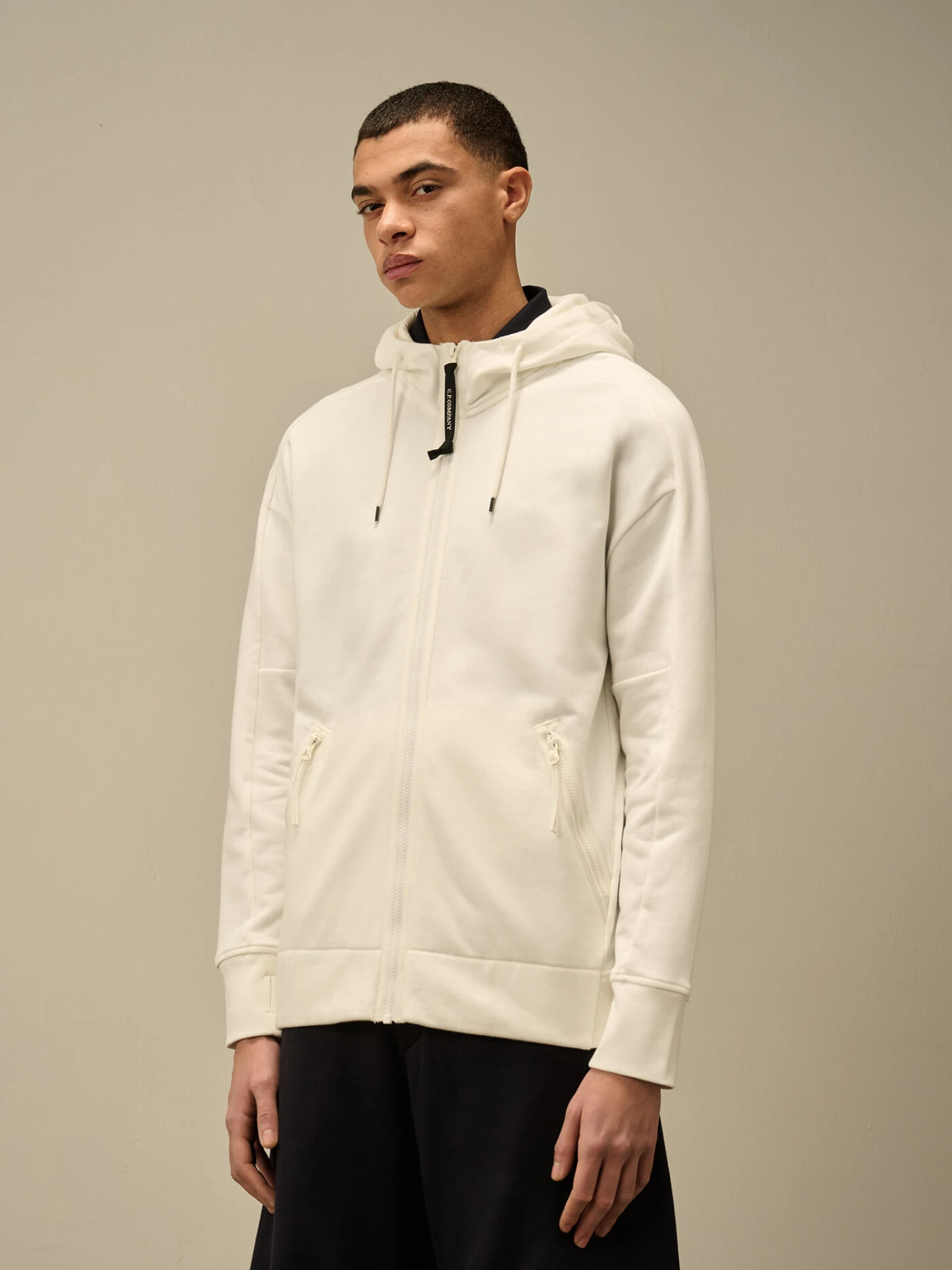 Зип-худи C.P. Company Diagonal Raised Fleece Goggle Gauze White