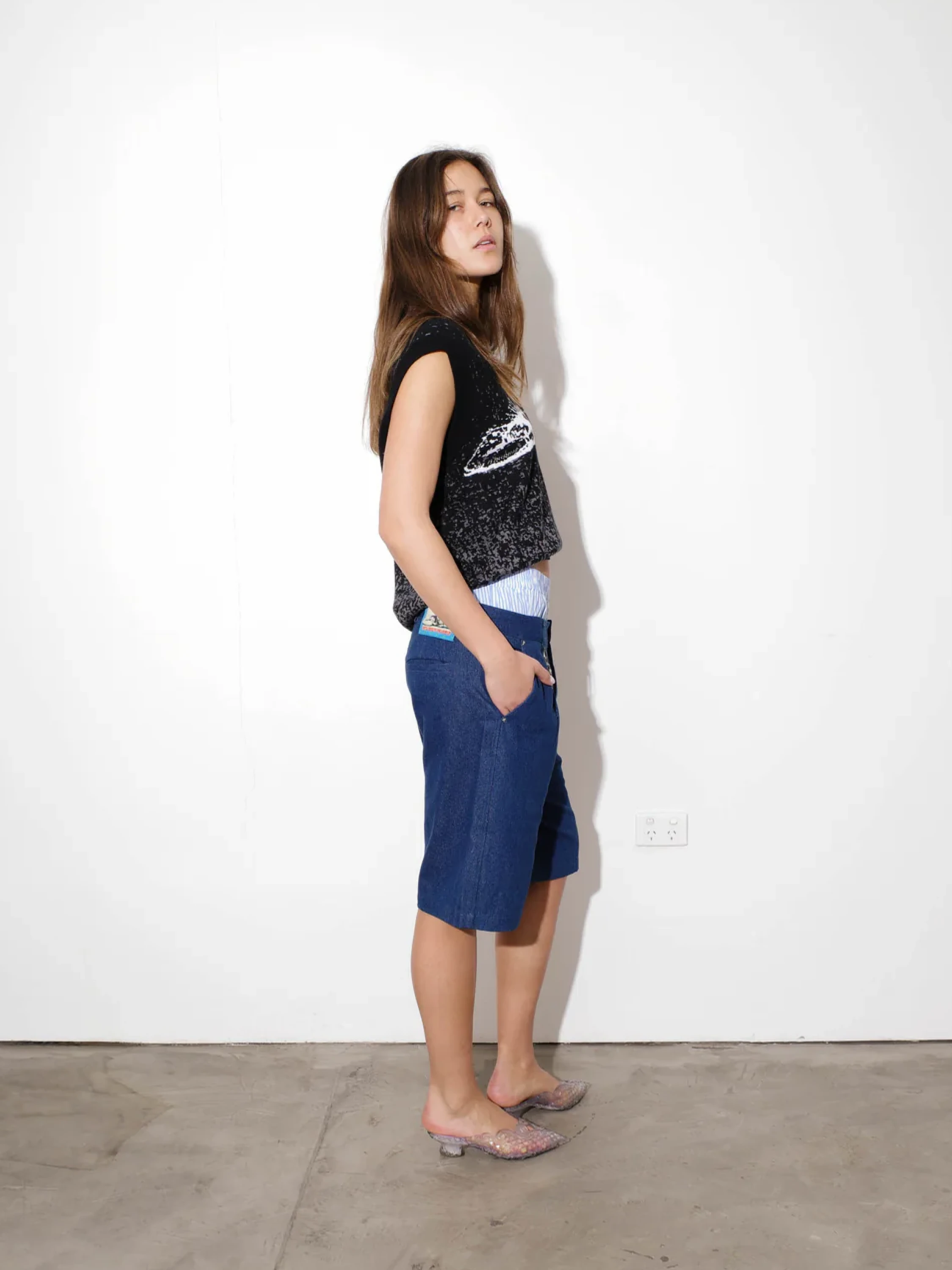 Шорты Jungles Jungles Pleated Denim Shorts Indigo
