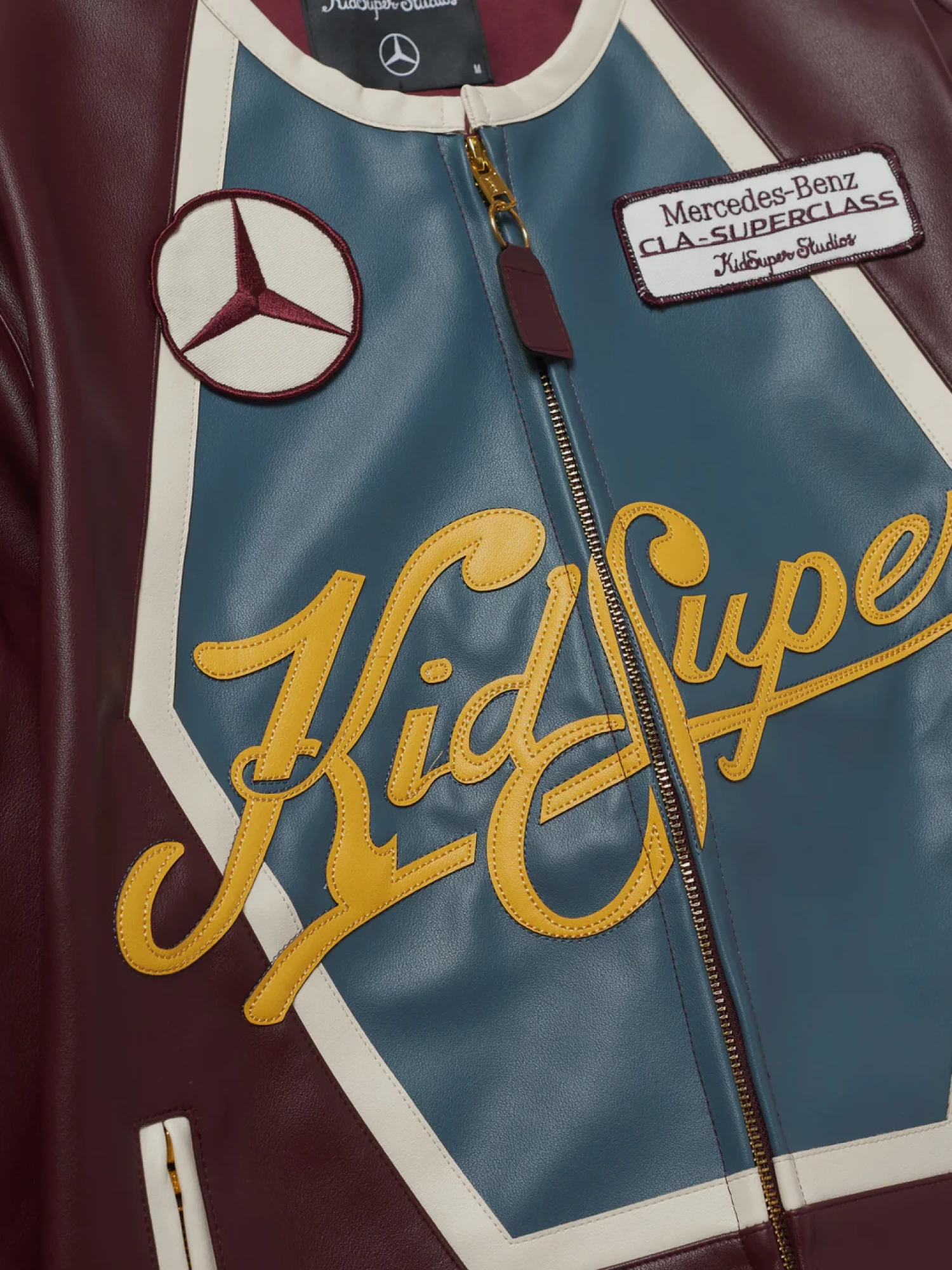 Кожаная куртка KidSuper X Mercedes Benz Racer Burgundy
