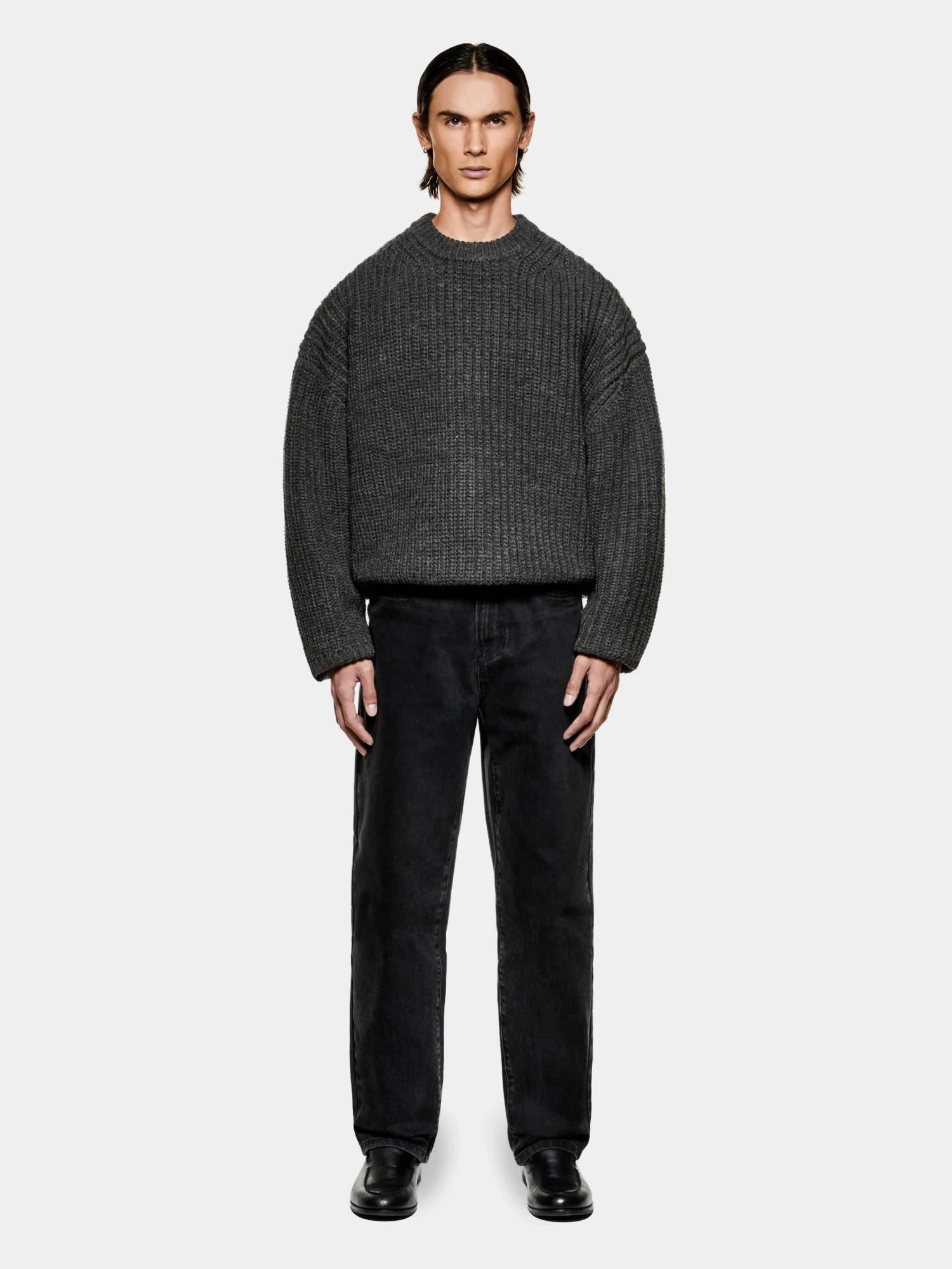 Свитер MKI MIYUKI ZOKU Chunky Rib Knit Melange Charcoal