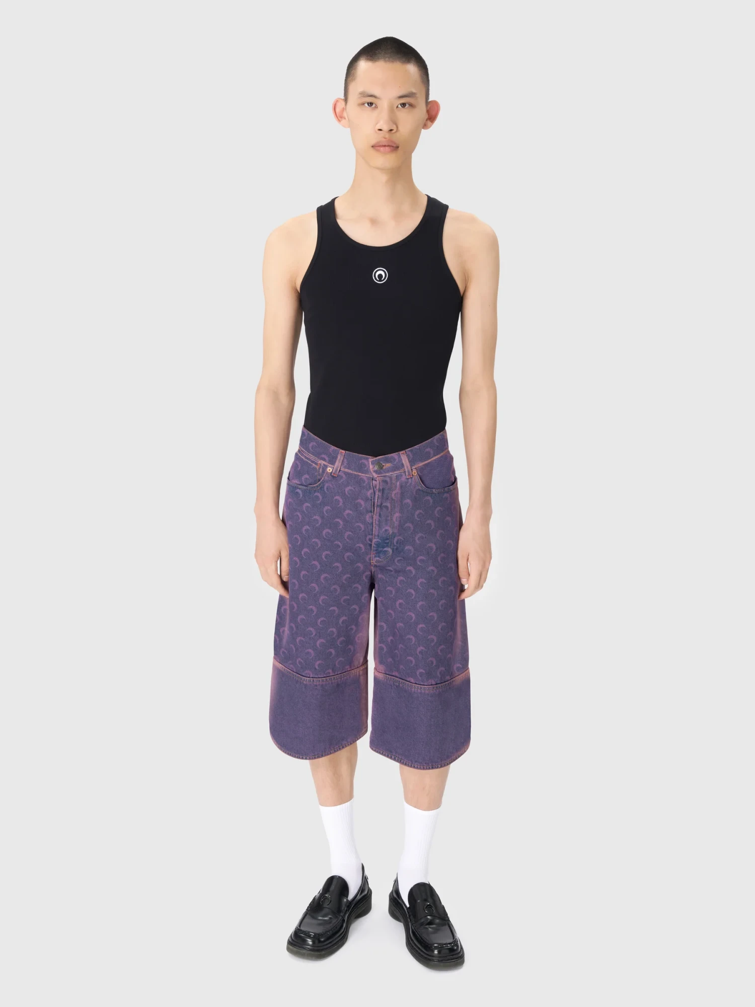 Шорты Marine Serre Moon Laser Denim Bermudas Lavender