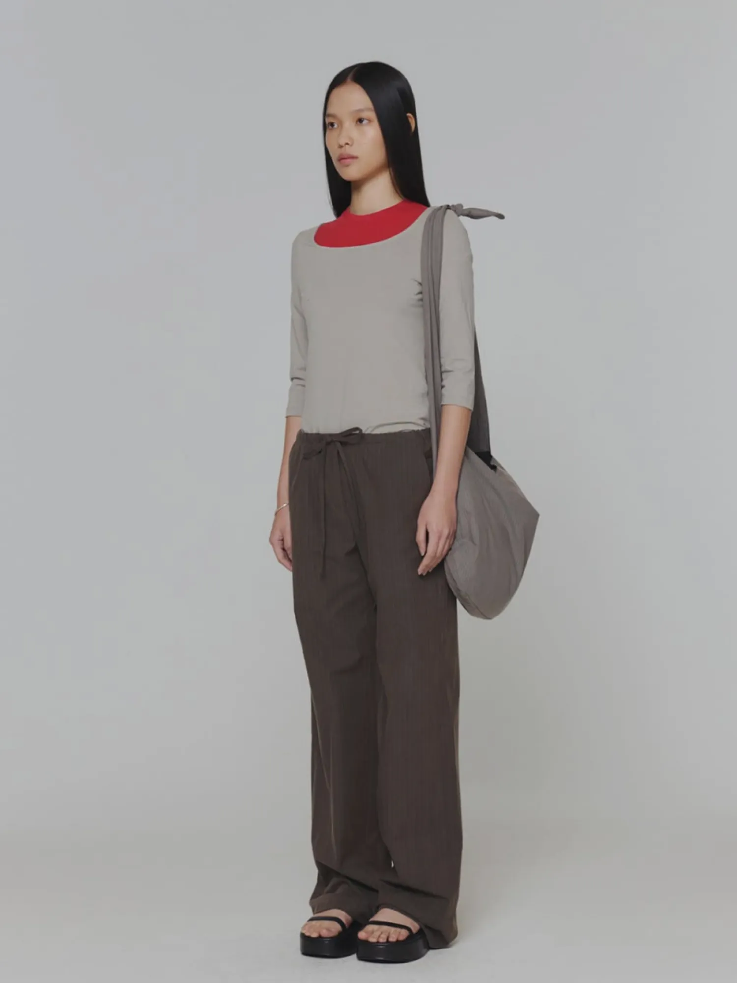 Сумка AMOMENTO Stripe Large Shoulder Grey