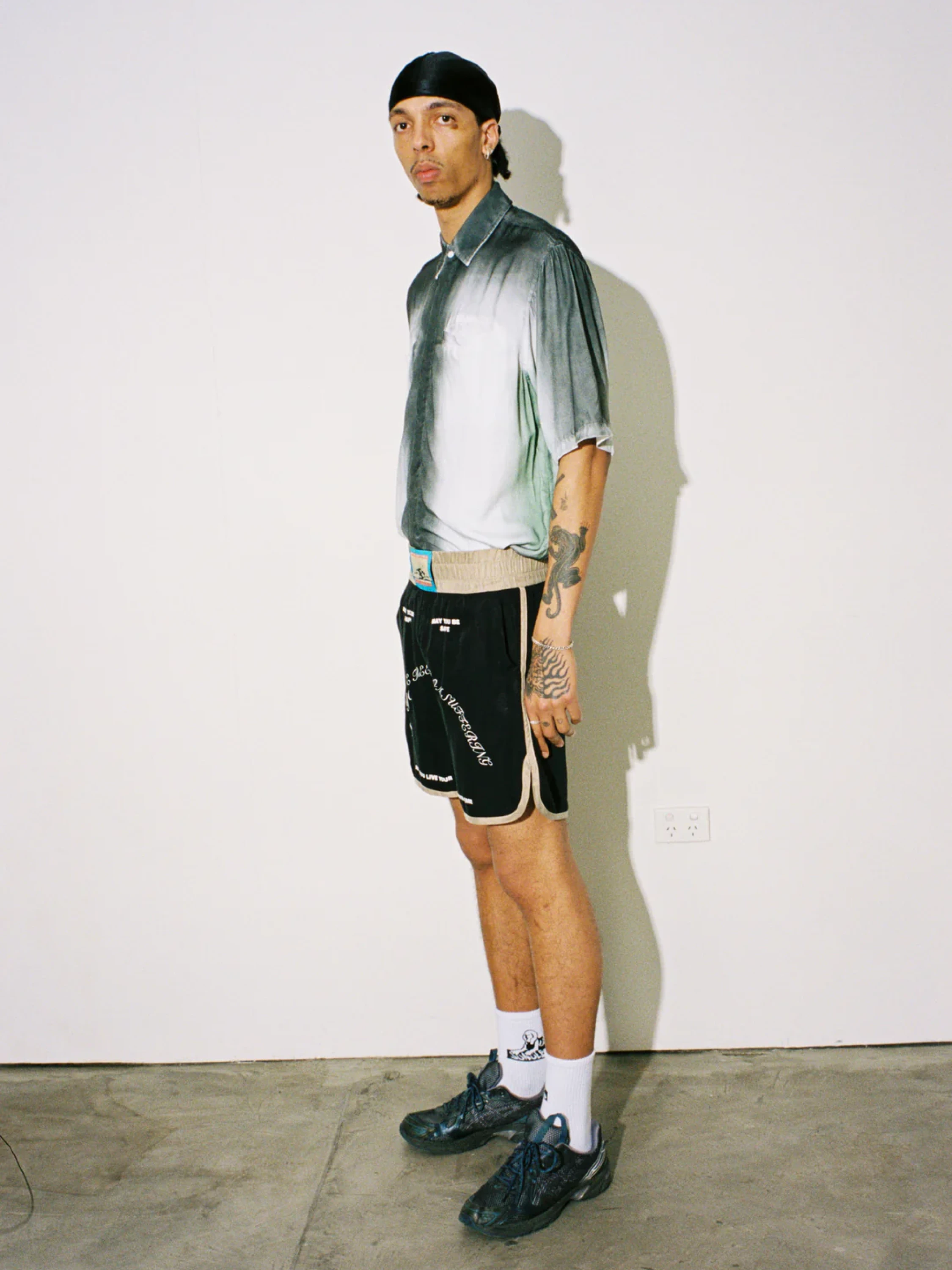 Рубашка Jungles Jungles Spray Dye Button Up White Grey