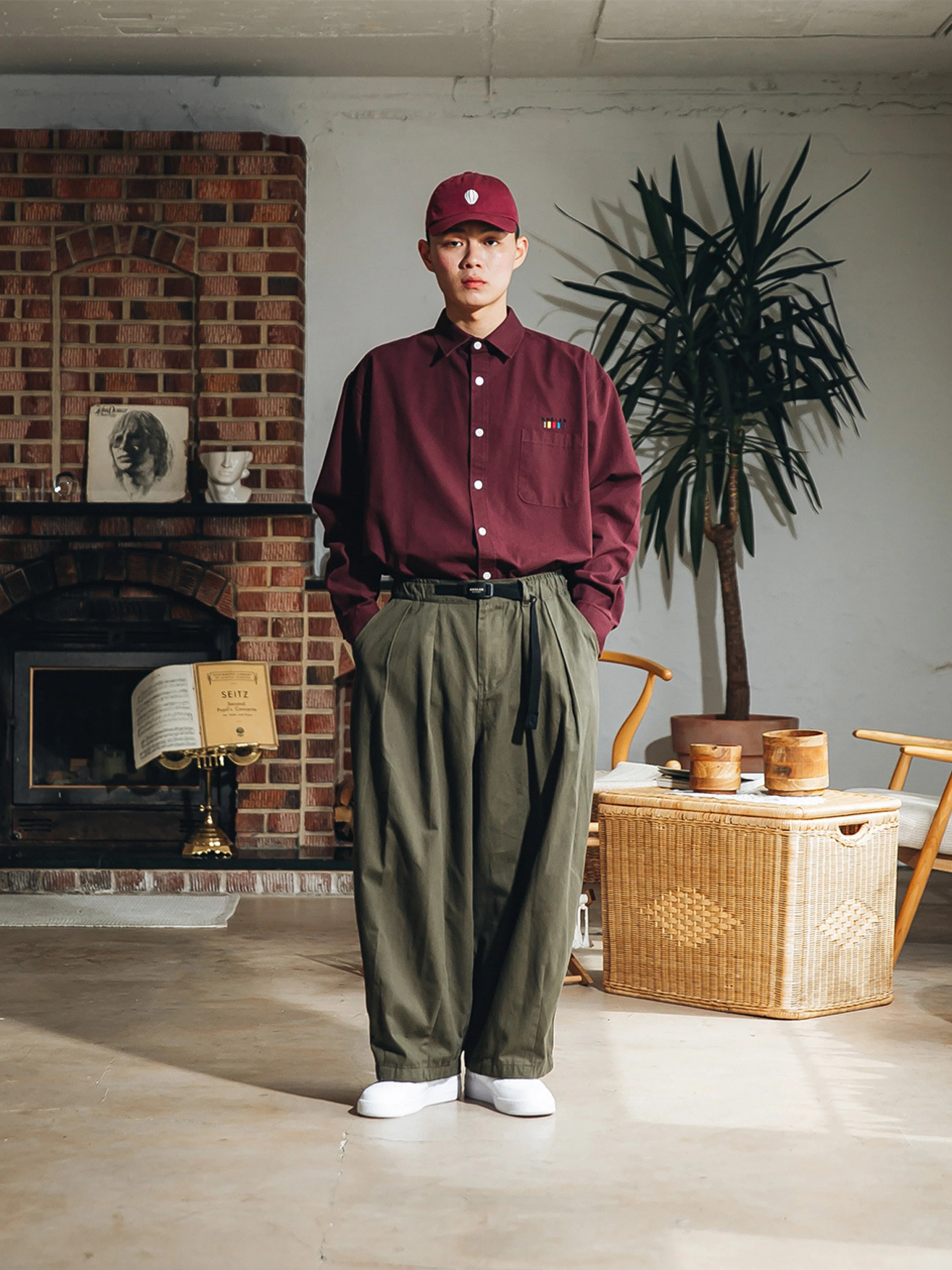 Брюки ANGLAN Twill Cotton Belt Balloon Pants Khaki