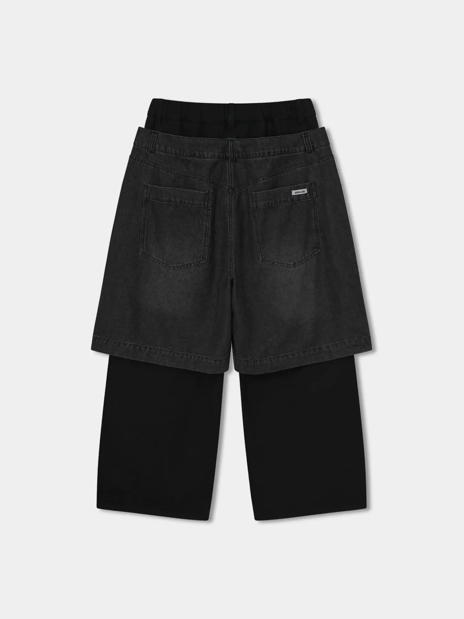 Брюки ANGLAN Denim Layered Sweat Pants Black