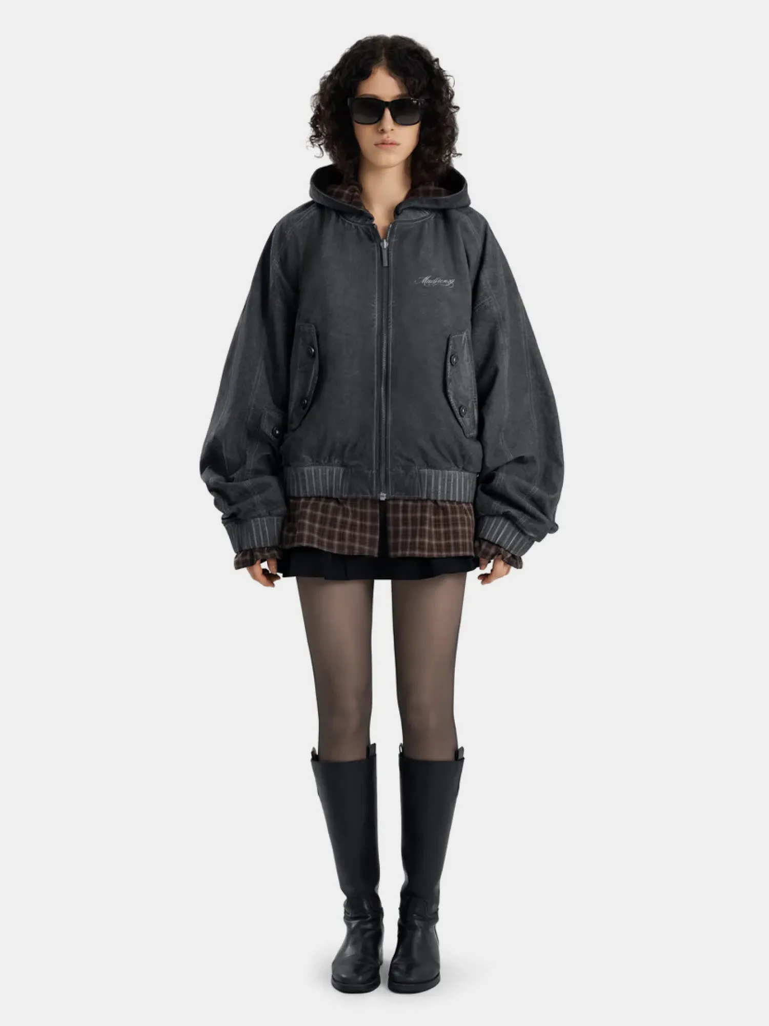 Бомбер с капюшоном MADFRENZY OVERSIZED Black