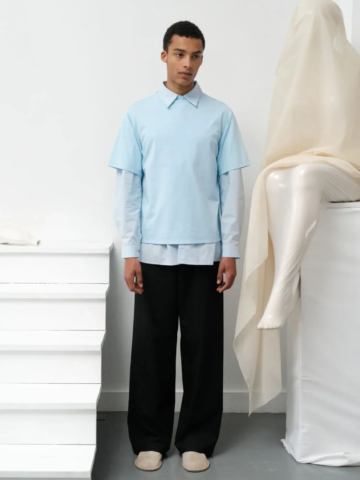 Женская рубашка AMOMENTO Oversized Shirts Light Blue