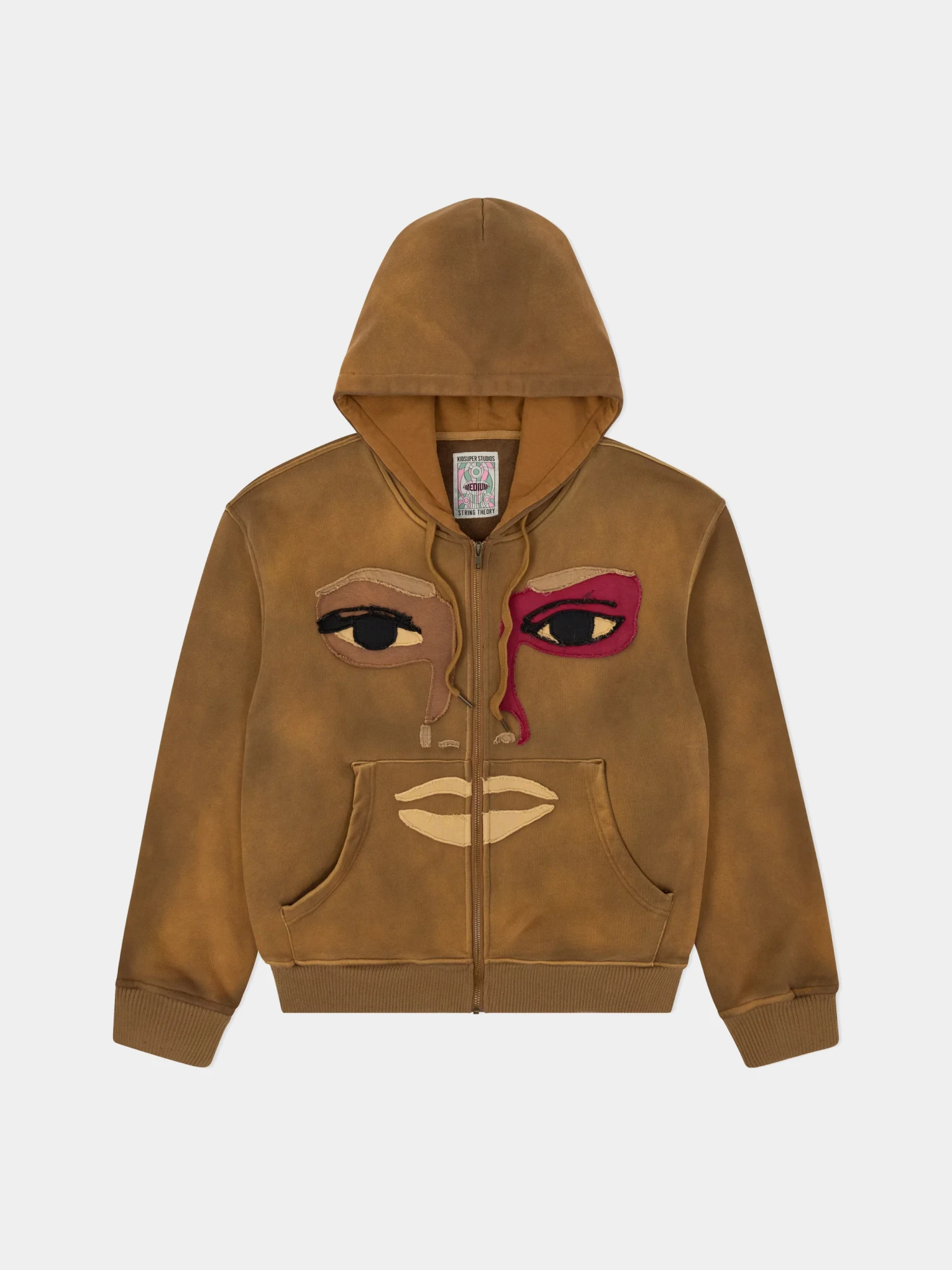 Зип-худи KidSuper Patchwork Face Heavyweight Dark Brown