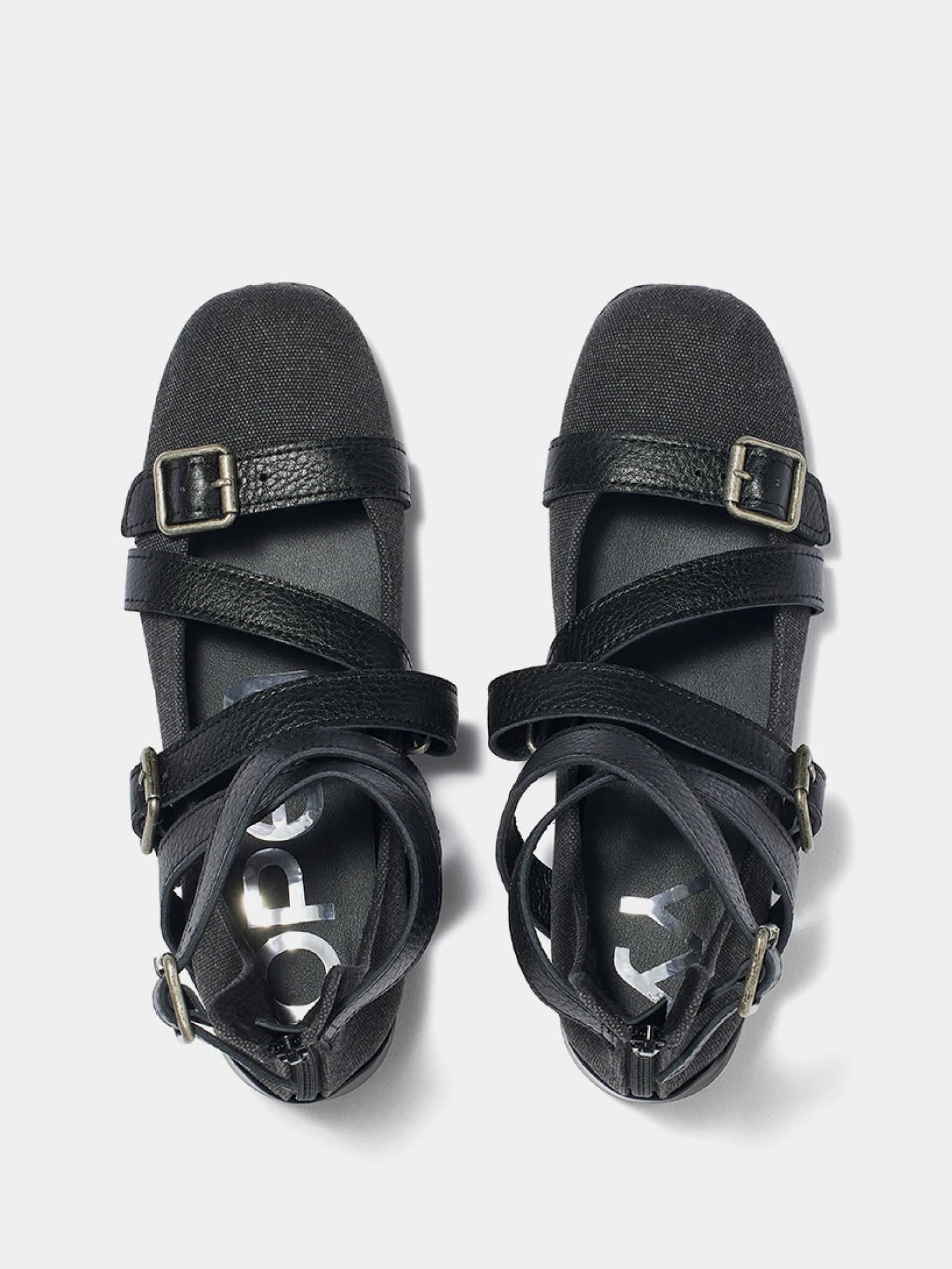 Женские балетки OPEN YY Cross Band Ankle Black