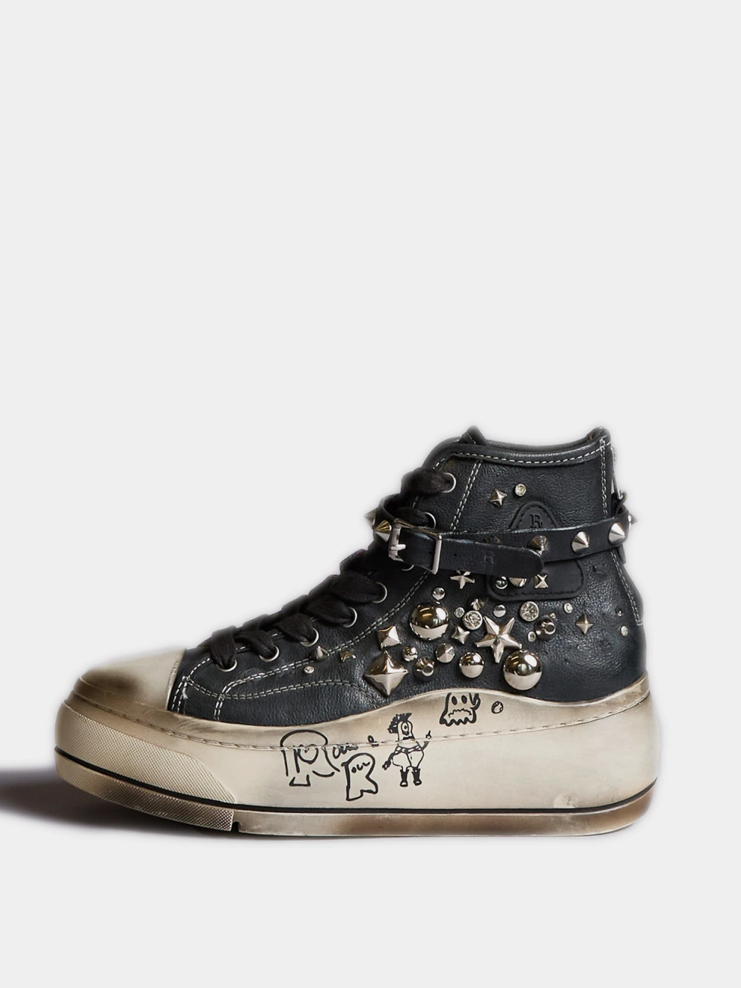 Женские кеды R13 Kurt High Top Studs Black