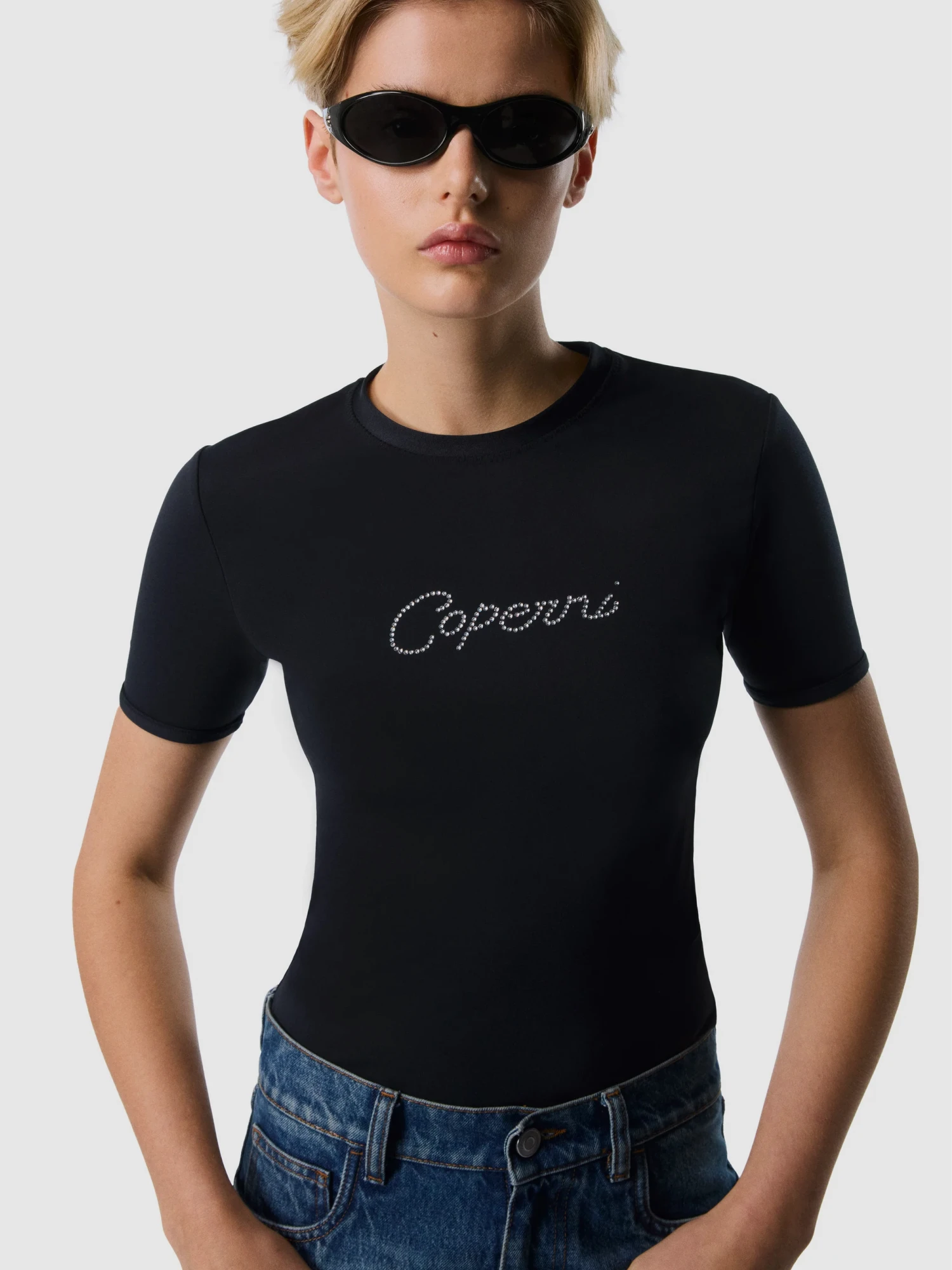 Женская Футболка Coperni Crystal Logo Black