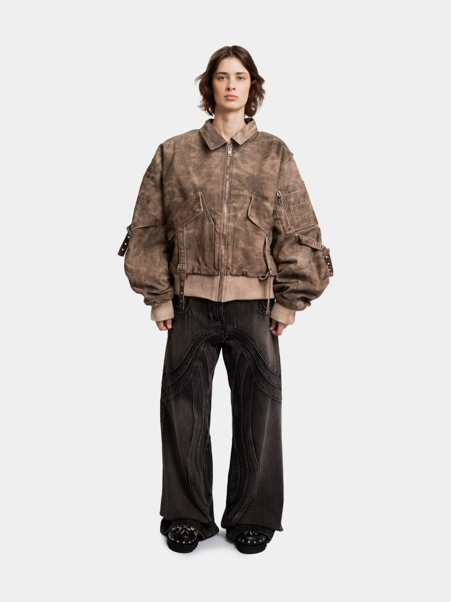 Бомбер NO/FAITH STUDIOS Cargo Bomber Jacket Beige