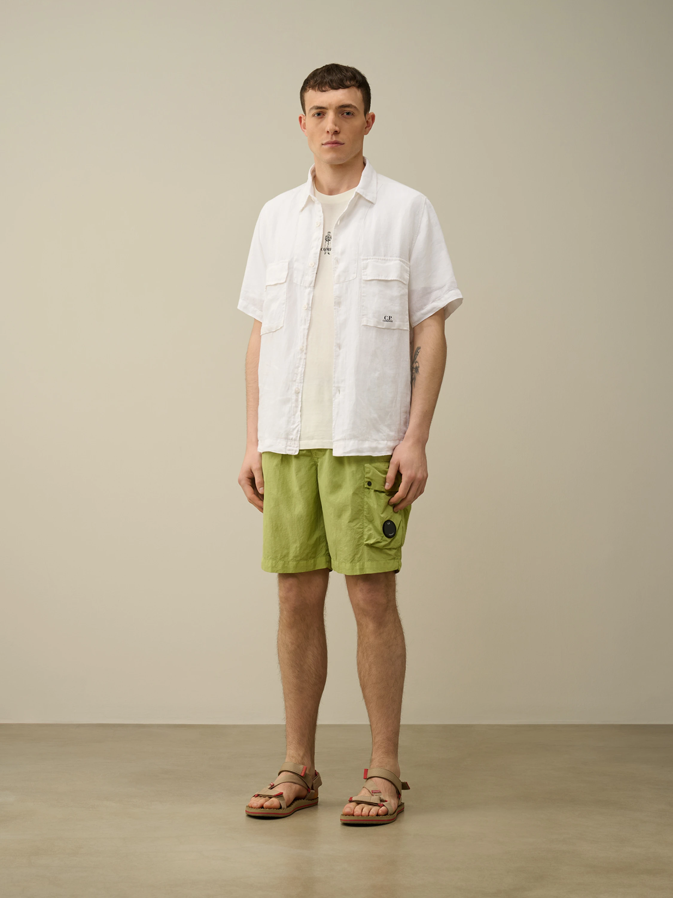 Шорты C.P. Company Flatt Nylon Cargo Swim White Pear