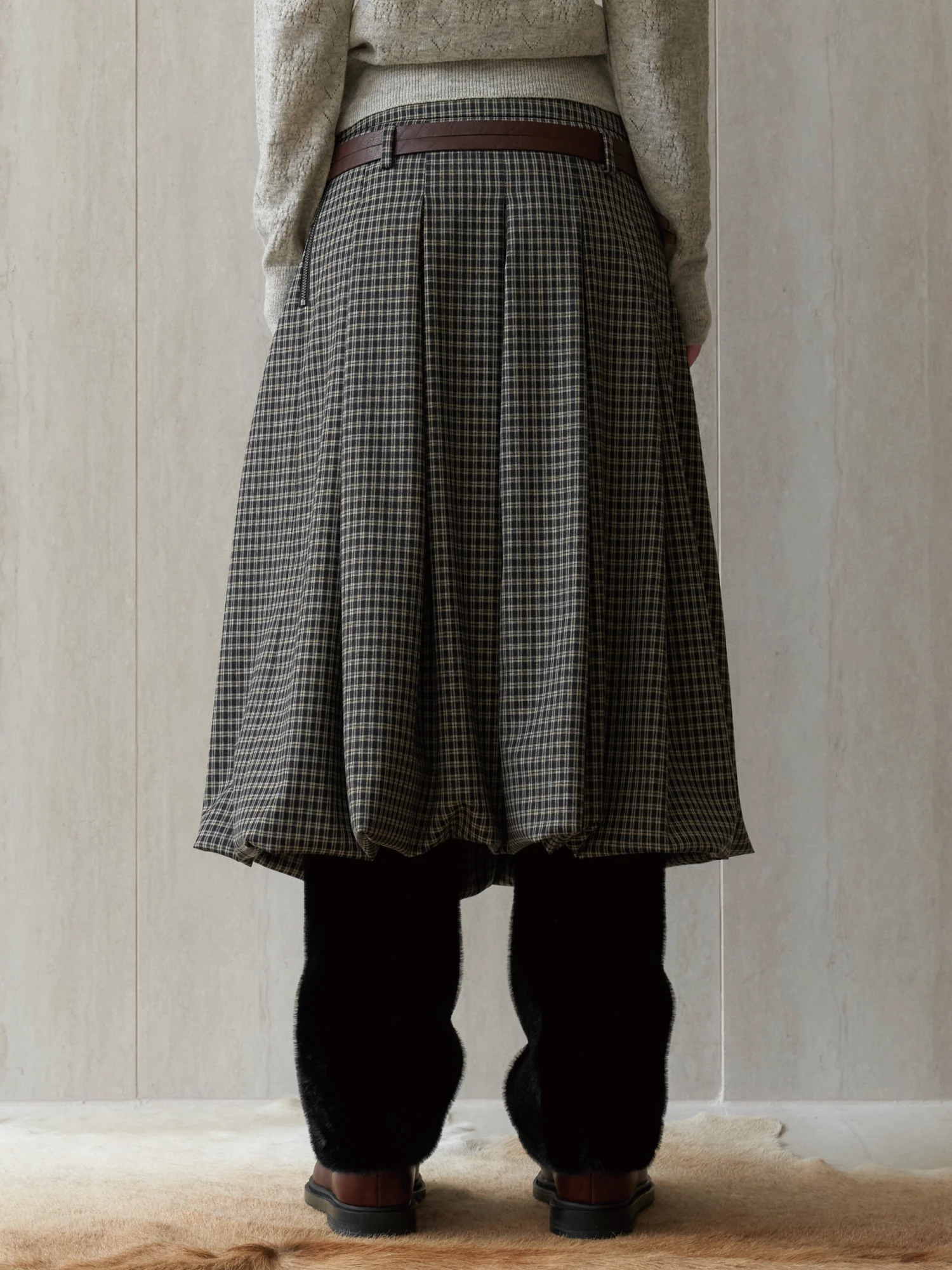 Женская юбка EPINGLER Bunnle Pleats Check Black