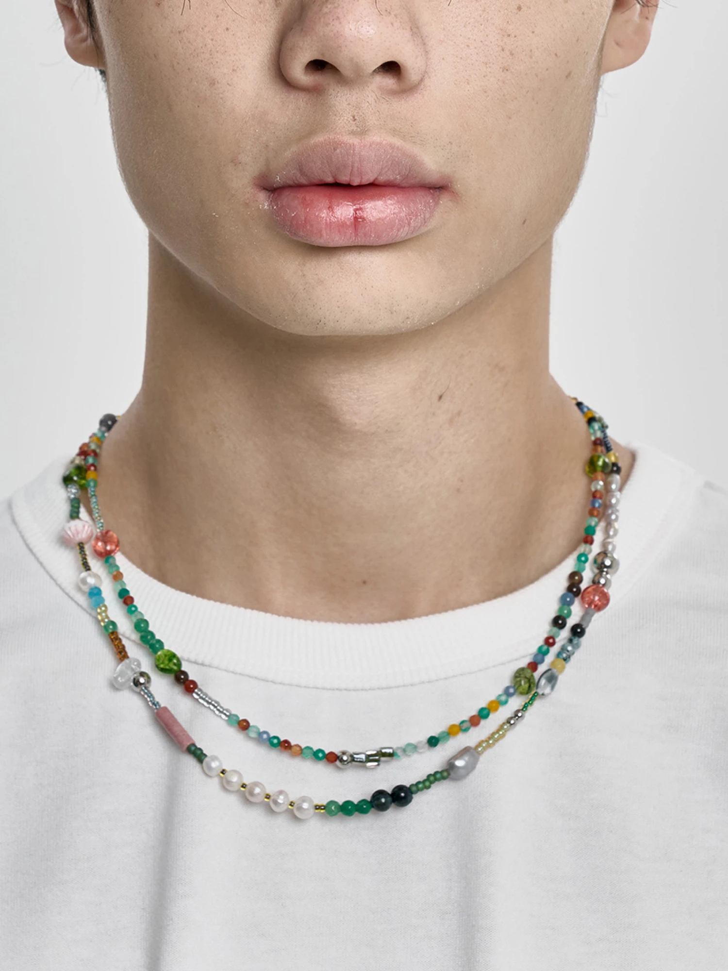 Ожерелье AJOBYAJO Multi Color Beads Layered Teal