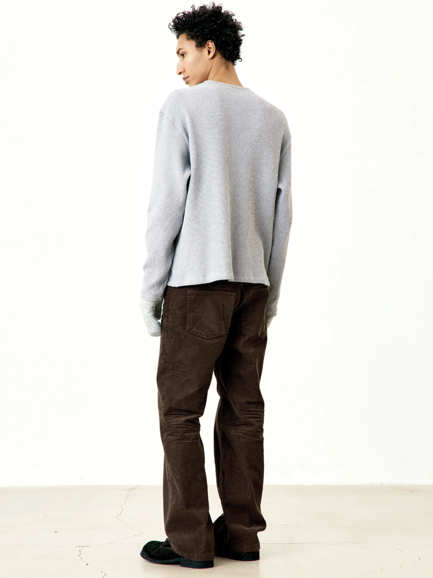 Лонгслив COOR Waffle Henry Neck Grey