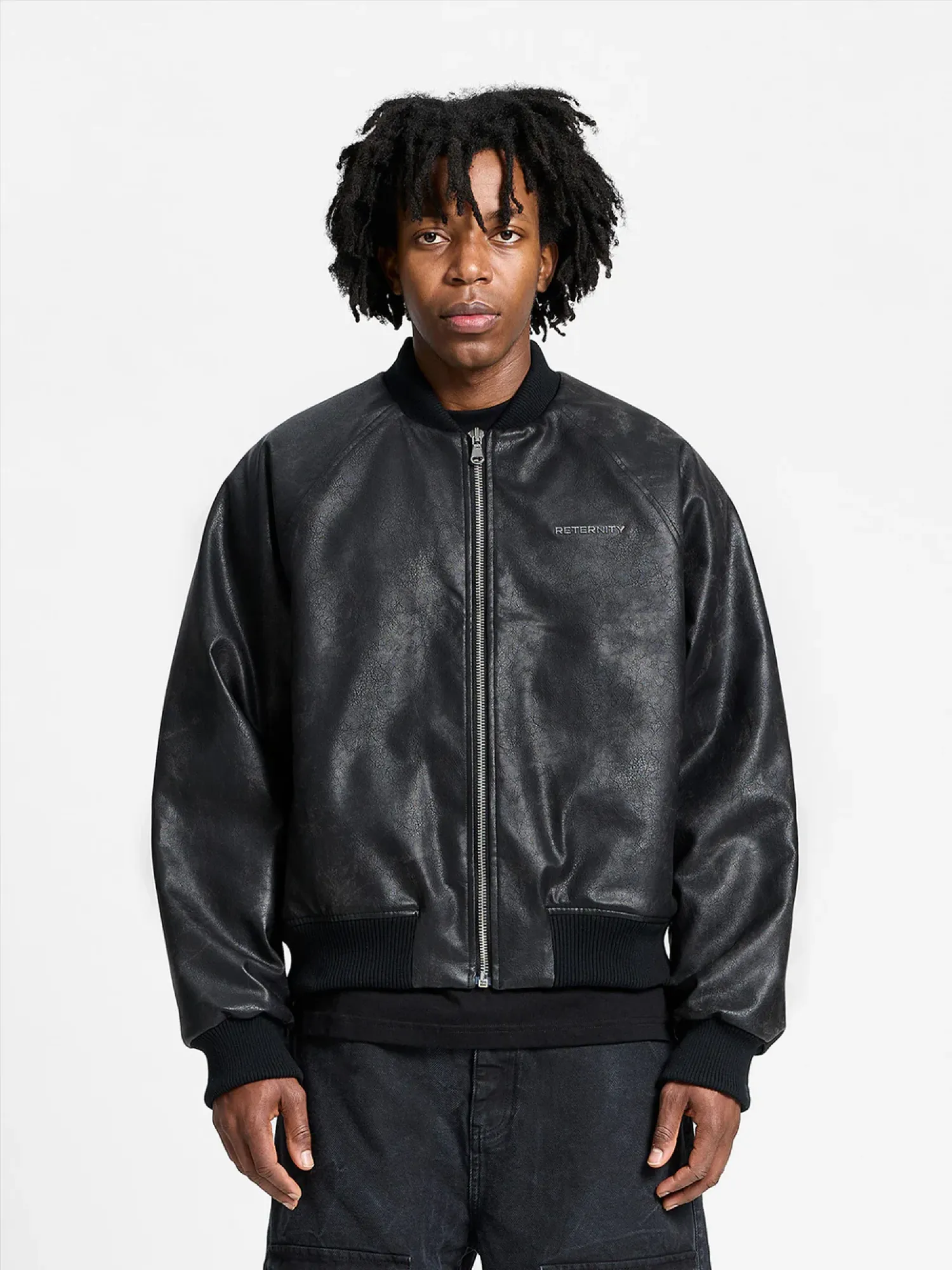 Бомбер RETERNITY Brushed Leather Black