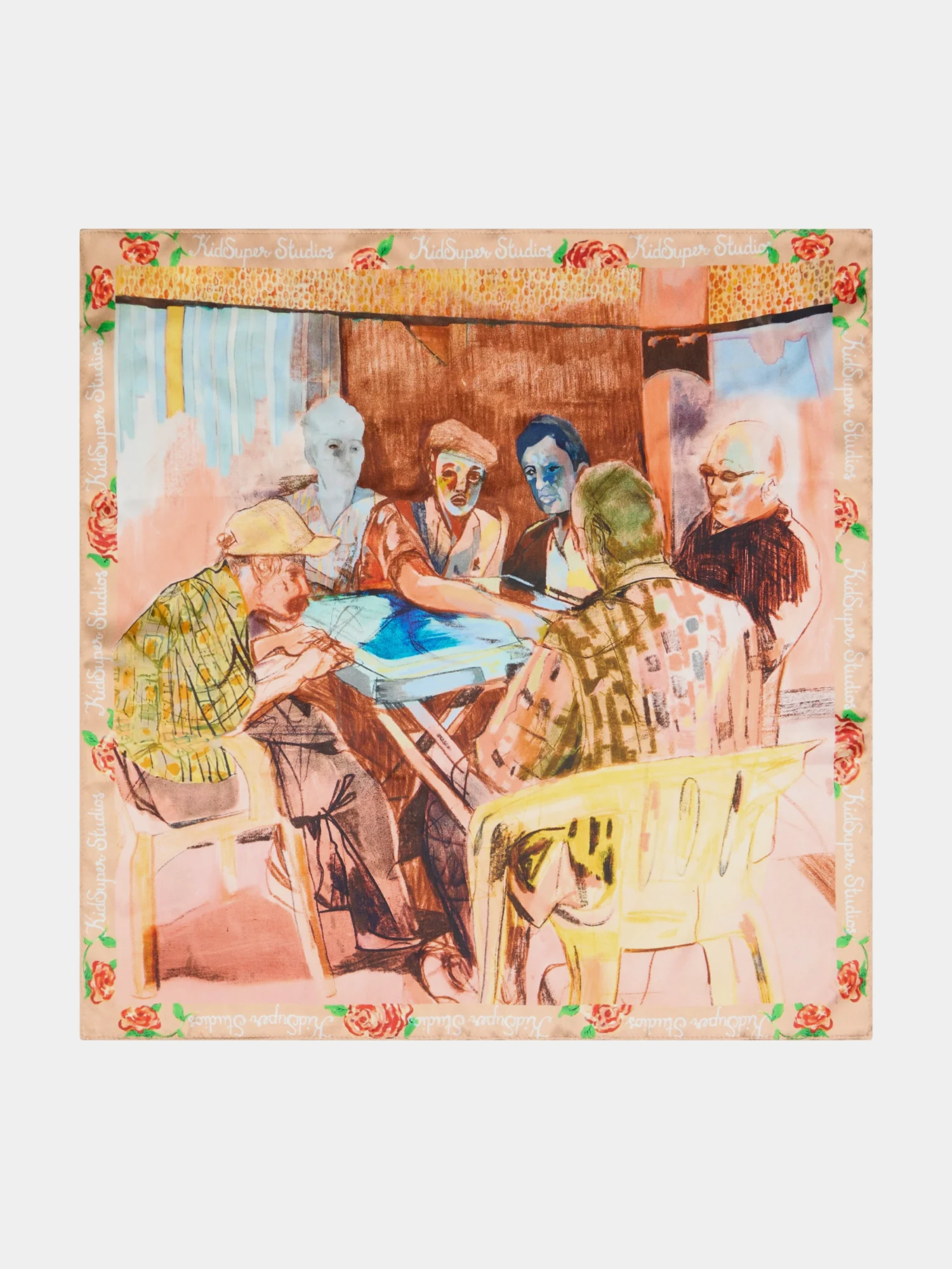 Платок KidSuper Dominos Painting Silk Multi