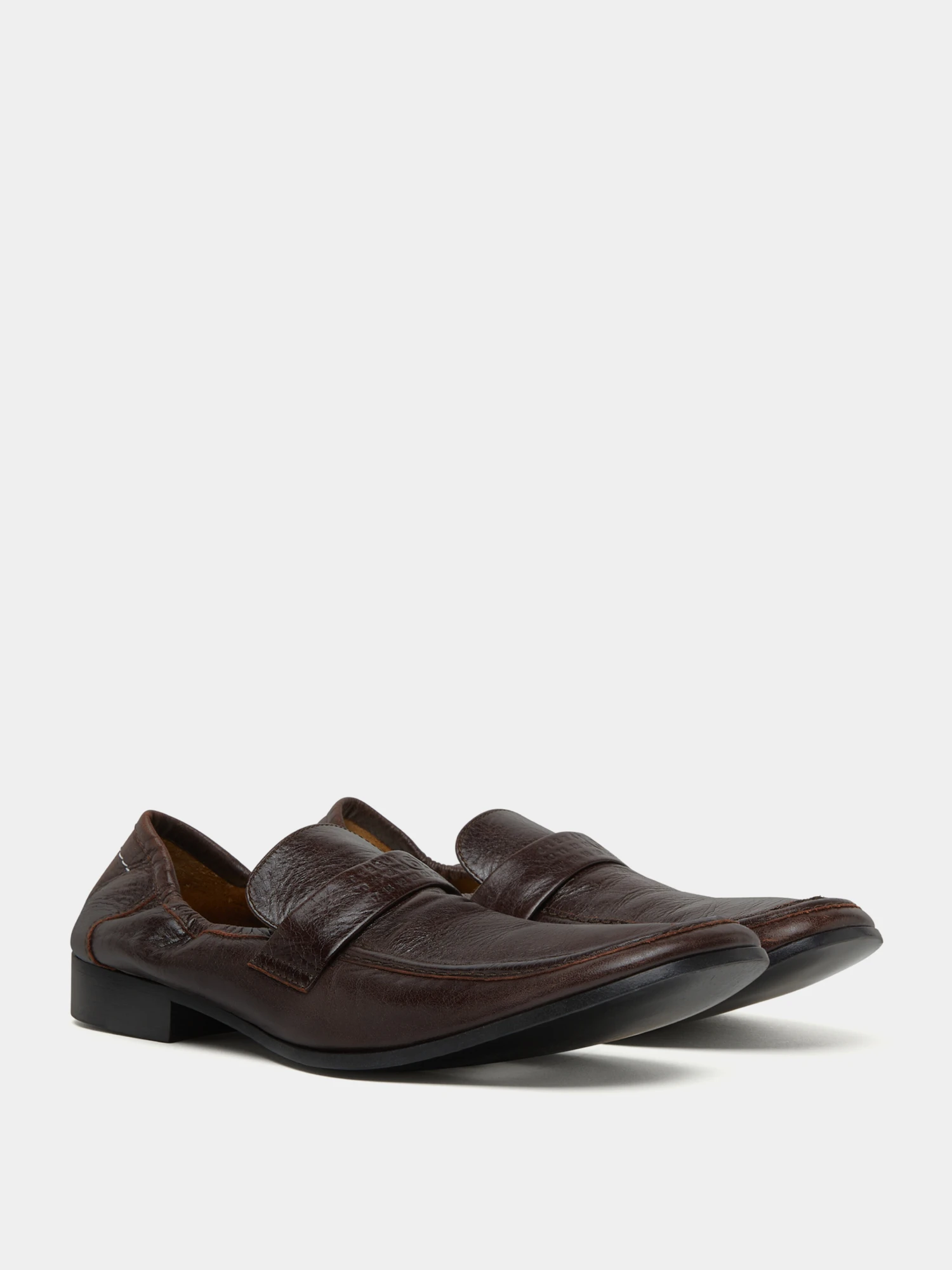 Лоферы MM6 Maison Margiela Swing-Toe Leather Brown