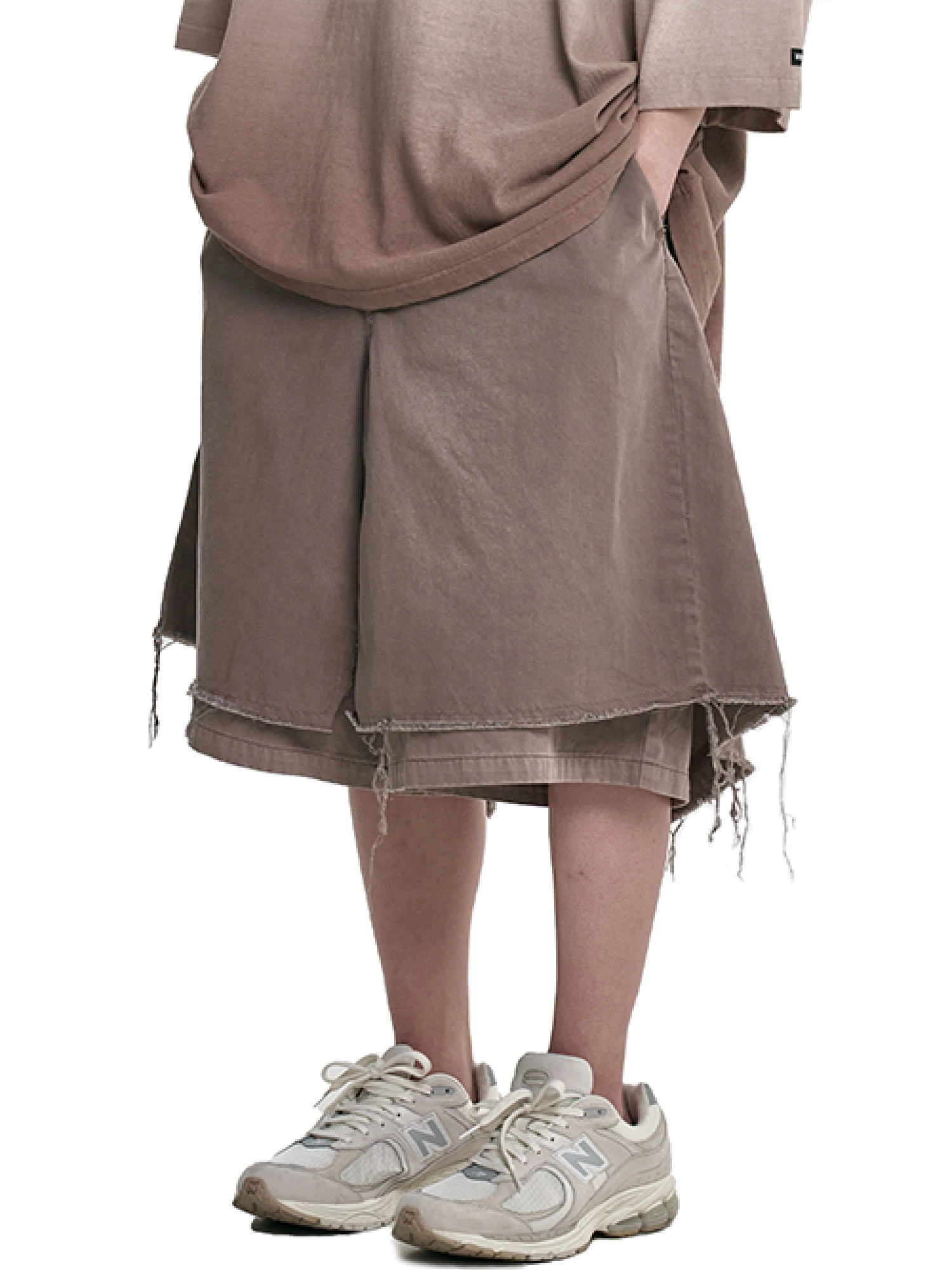 Шорты AJOBYAJO Washed Layered Skirt Brown