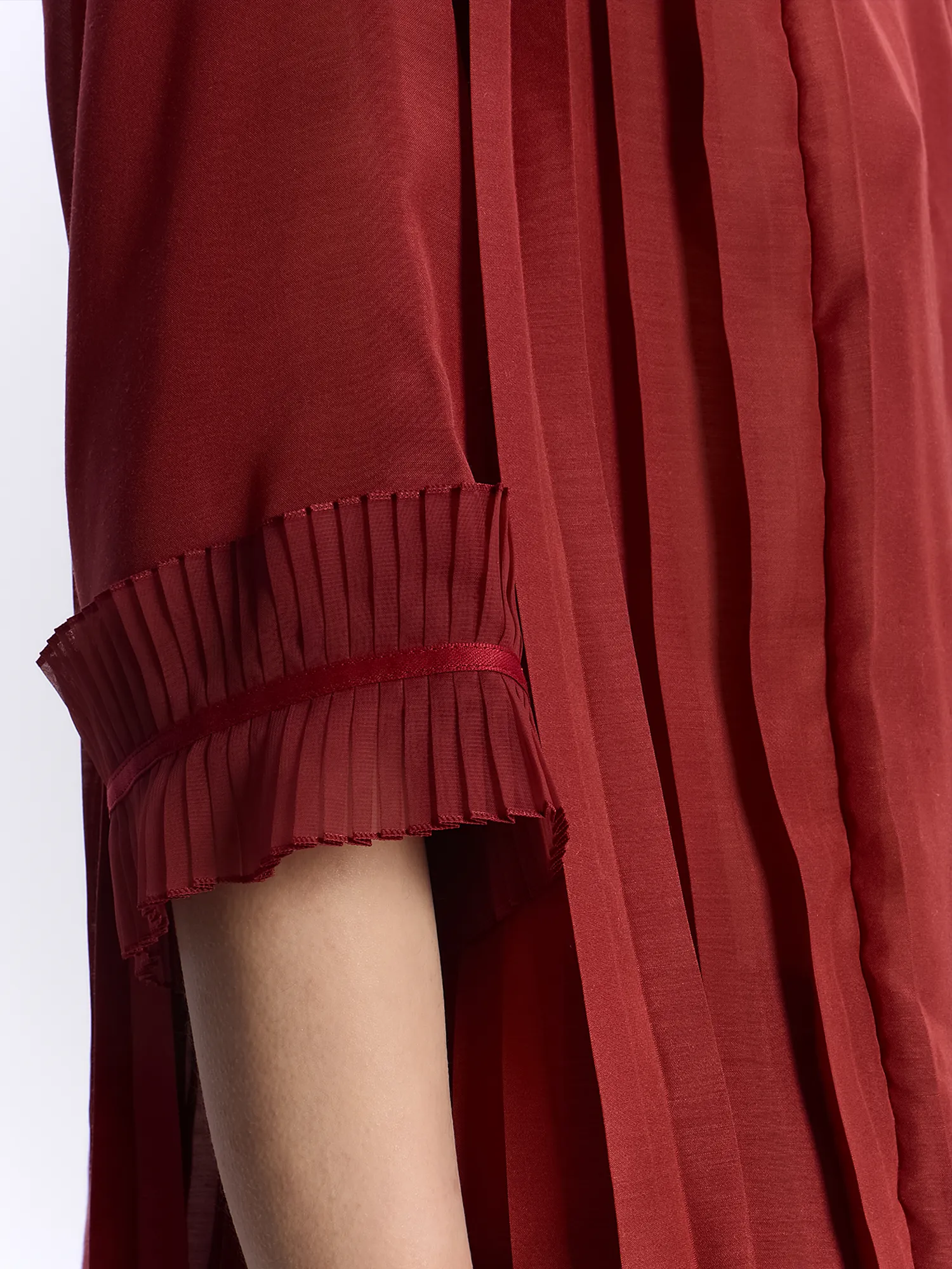 Женская рубашка UNDERCOVER Pleated Mix Open Collar Top Red