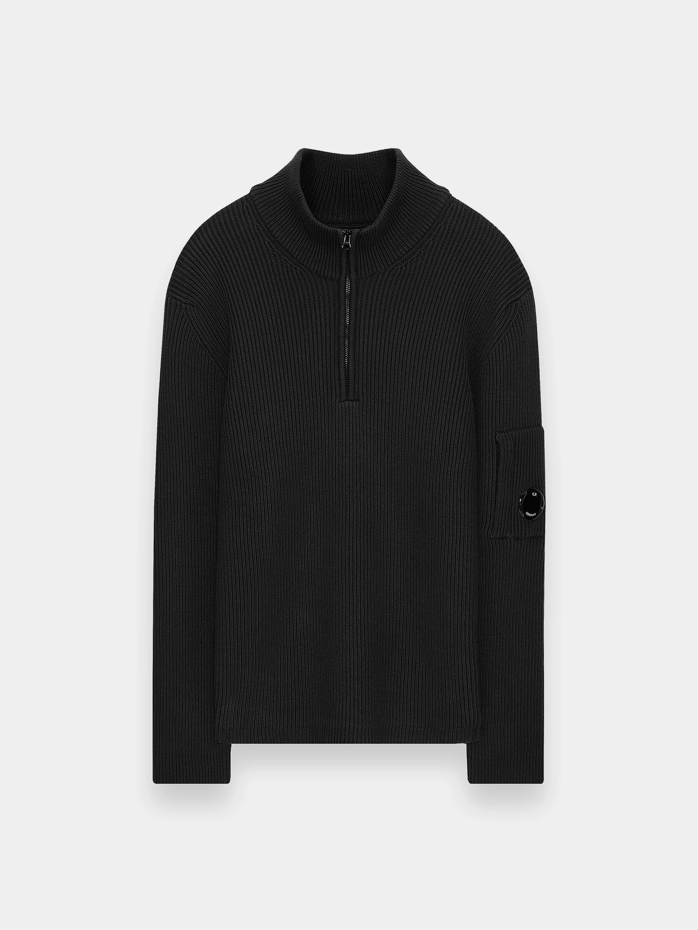 Свитер C.P. Company Full Rib Half Zipped Black Sand