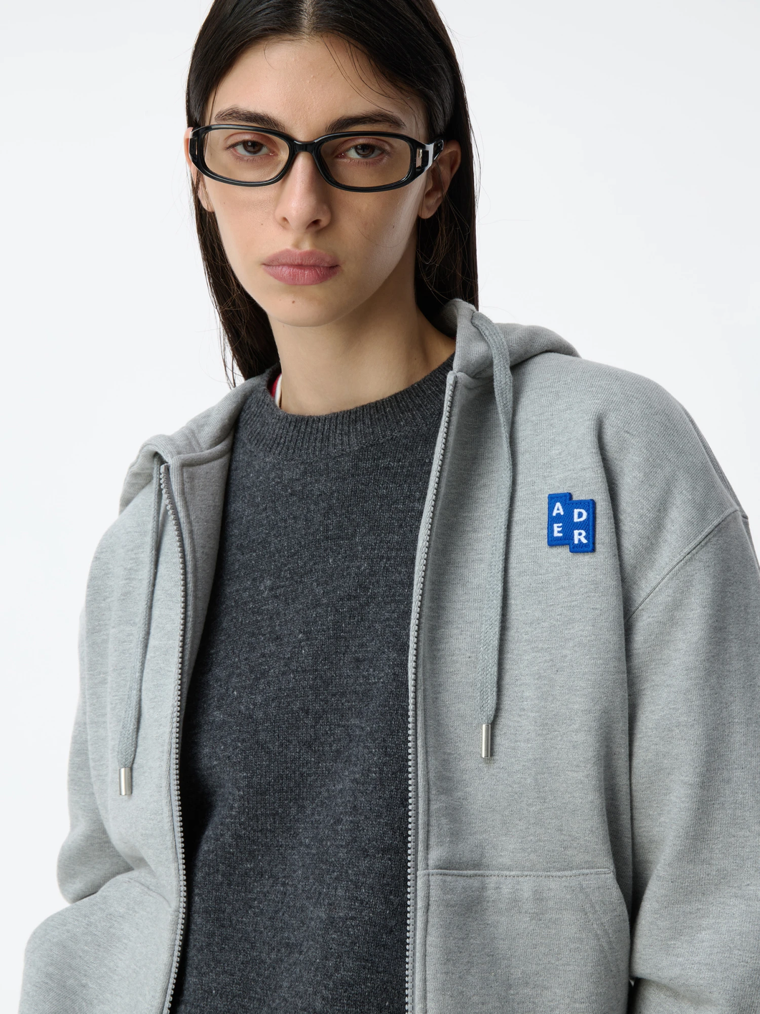 Зип-худи ADERERROR Sig; BL Tag 01 Grey