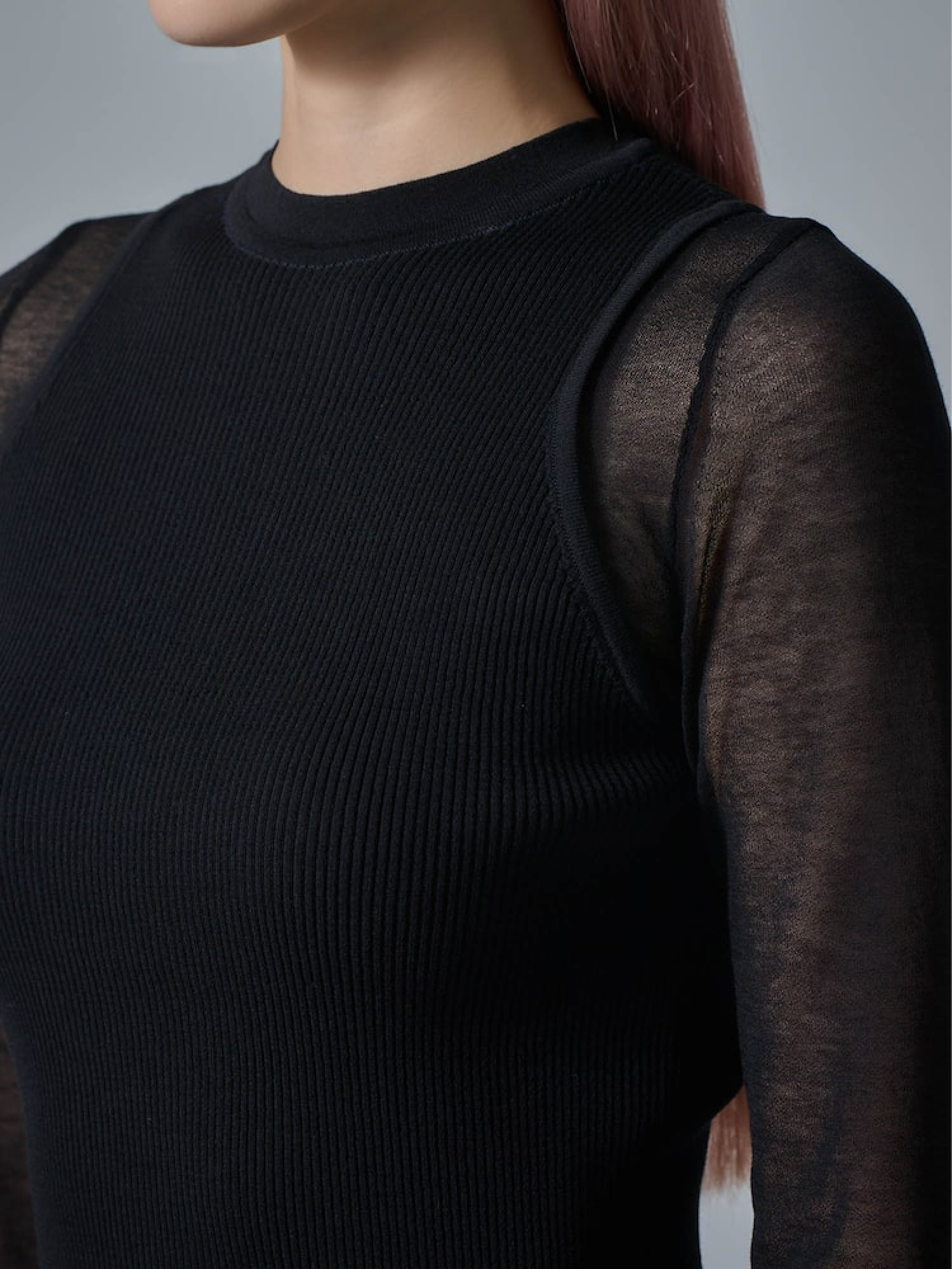 Женский пуловер JUUN.J See Through Round Neck Black