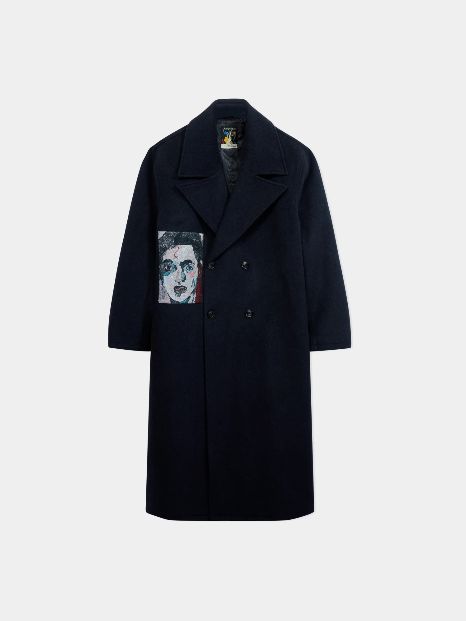 Пальто KidSuper Jaquarded Patches Wool Navy