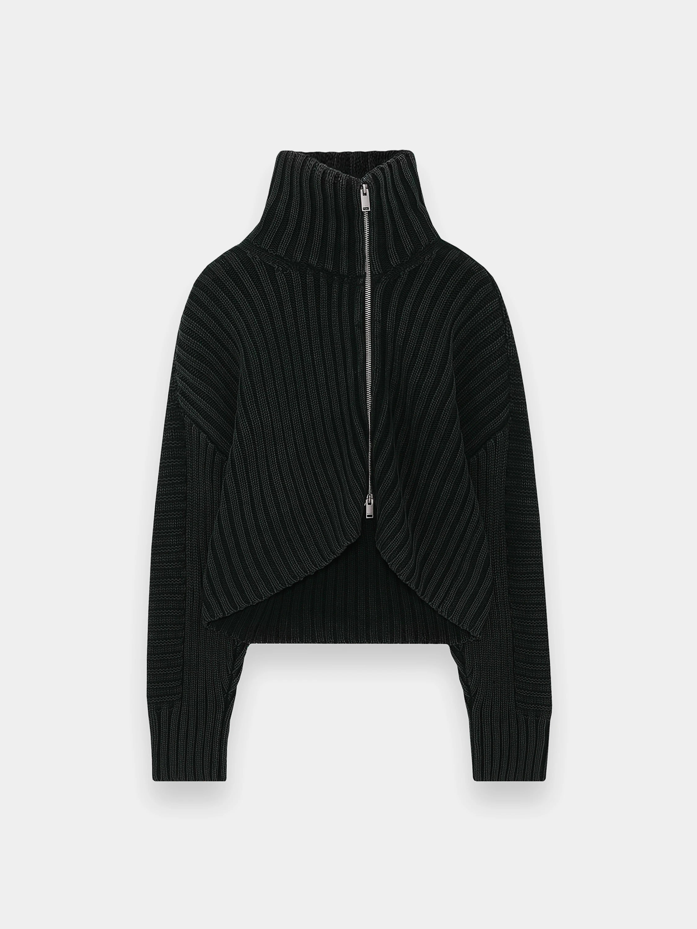 Толстовка Han Kjøbenhavn Washed Zip Rib Knit Dark Green