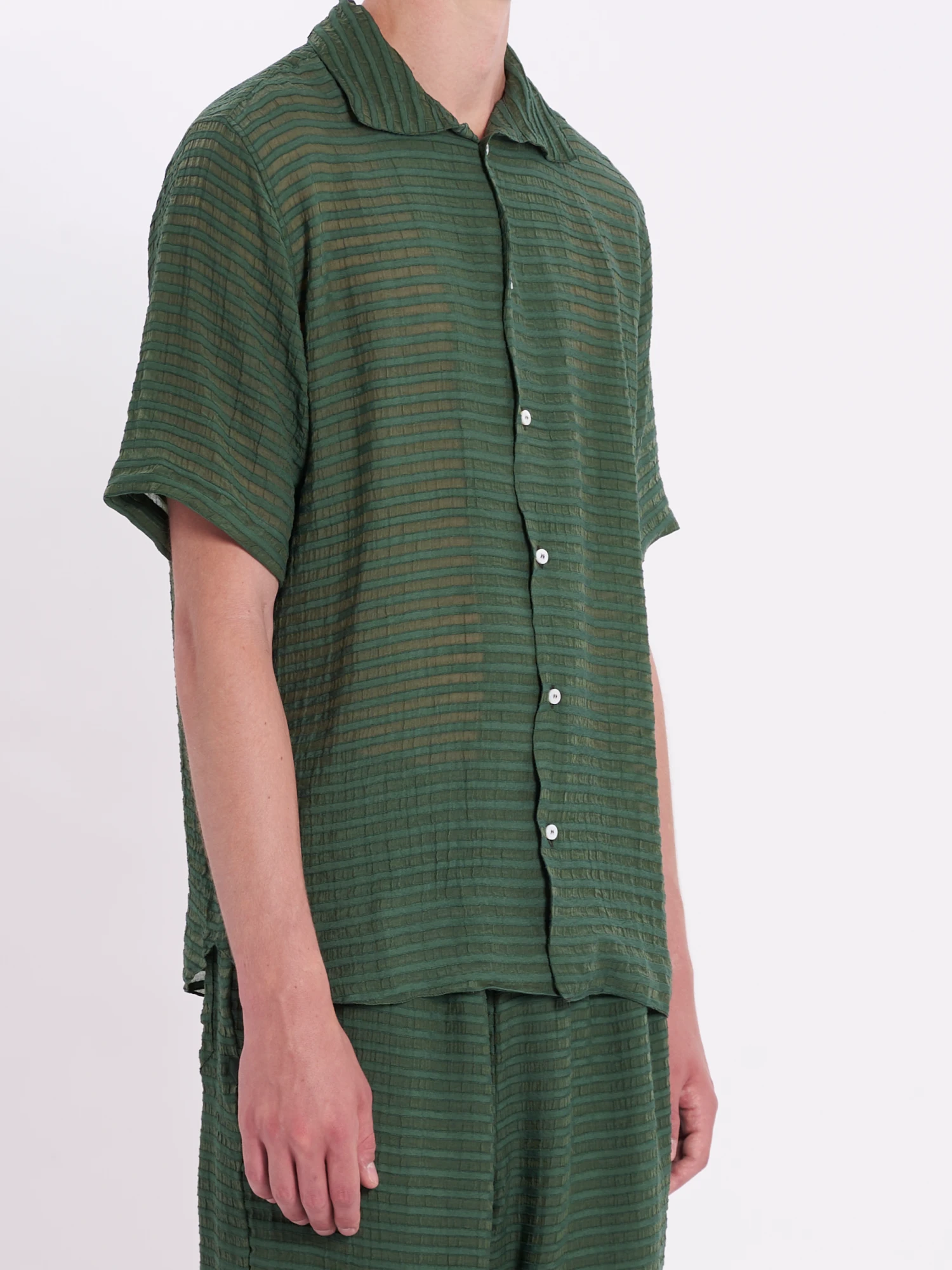 Рубашка RANRA Sun Stripy Cotton S/S Kombu Green