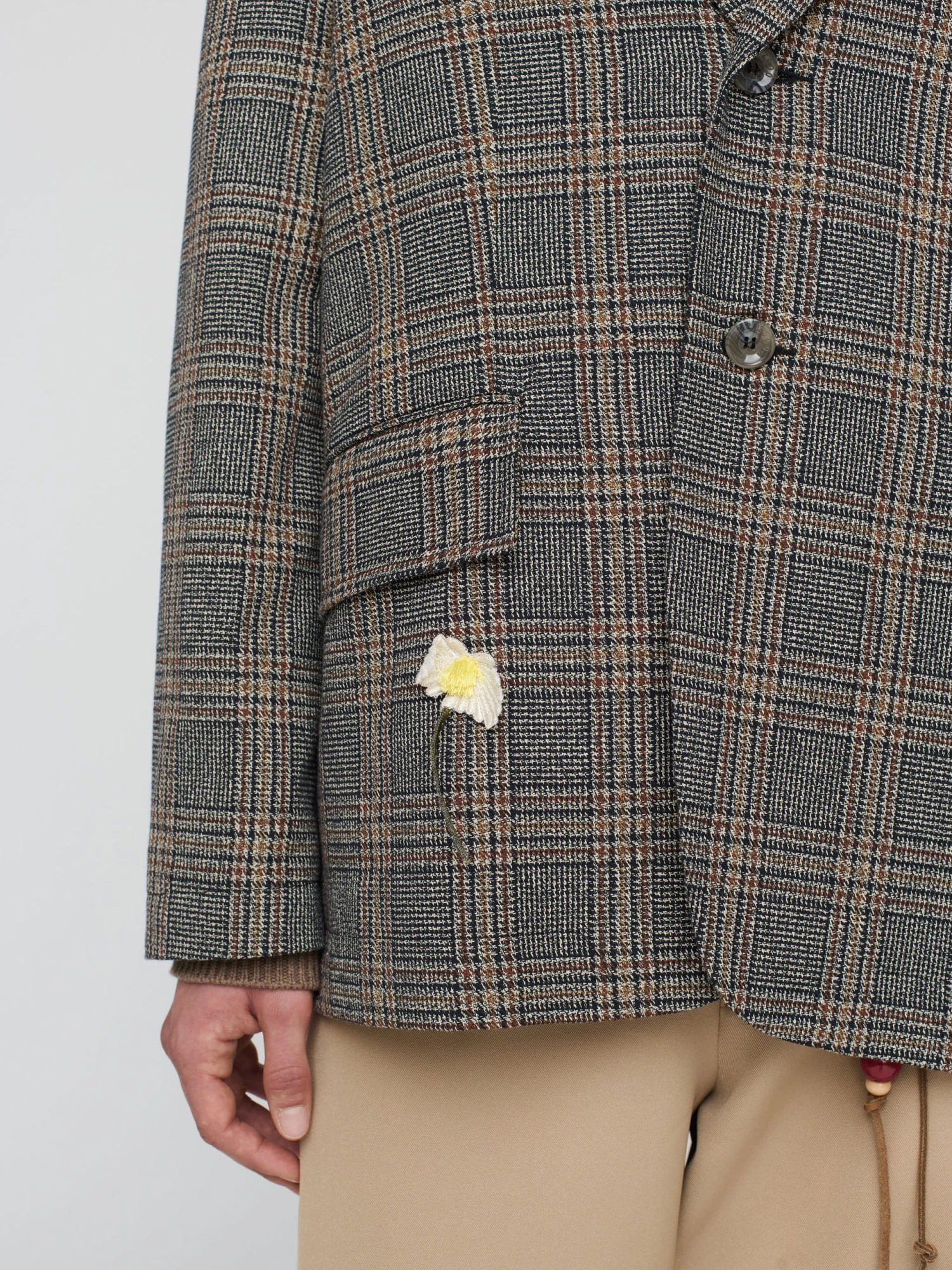 Блейзер Song for the Mute "Flower" Square Melange Twill Check Indigo