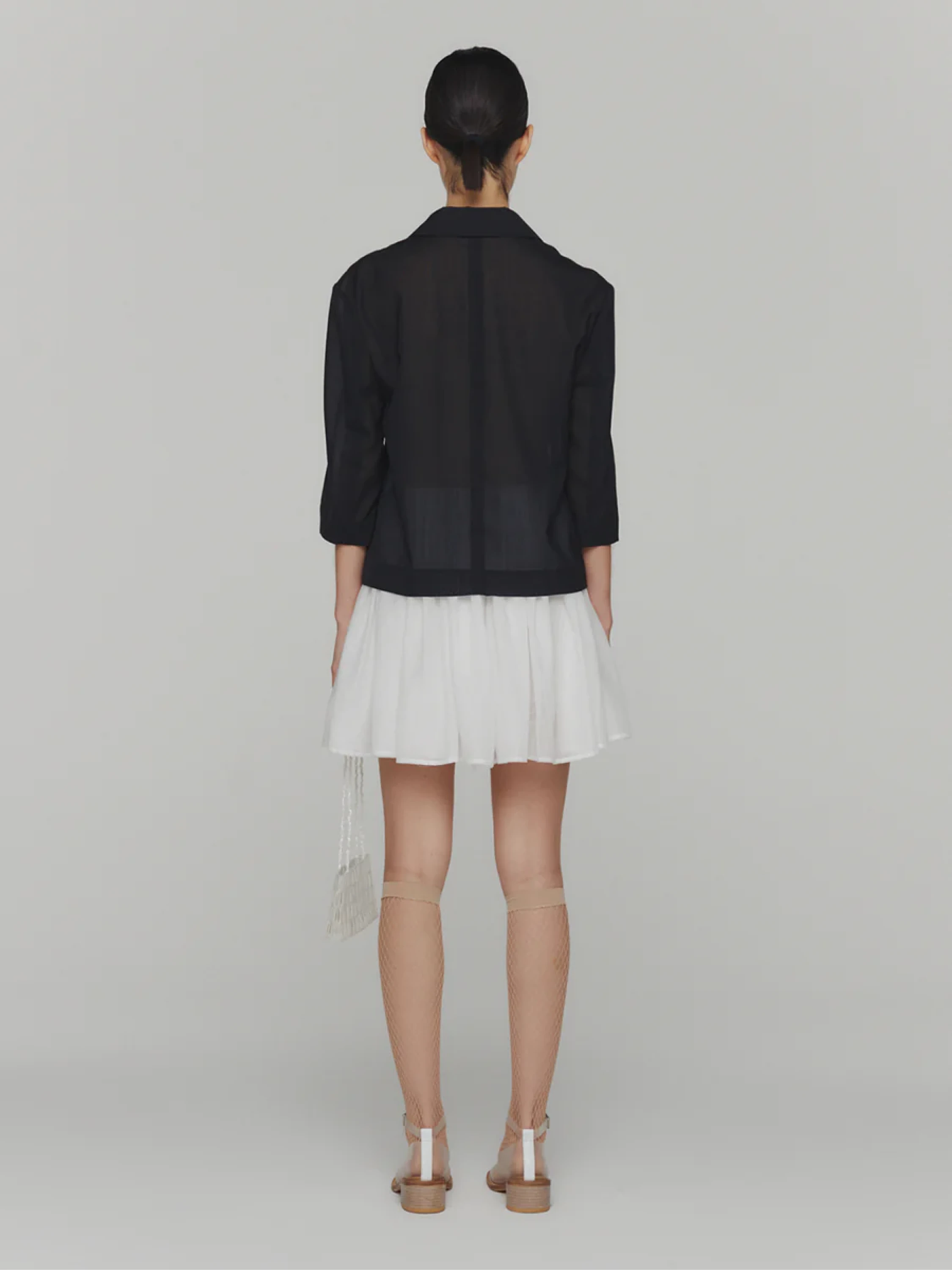 Женский пиджак AMOMENTO Sheer Crop Jacket Black