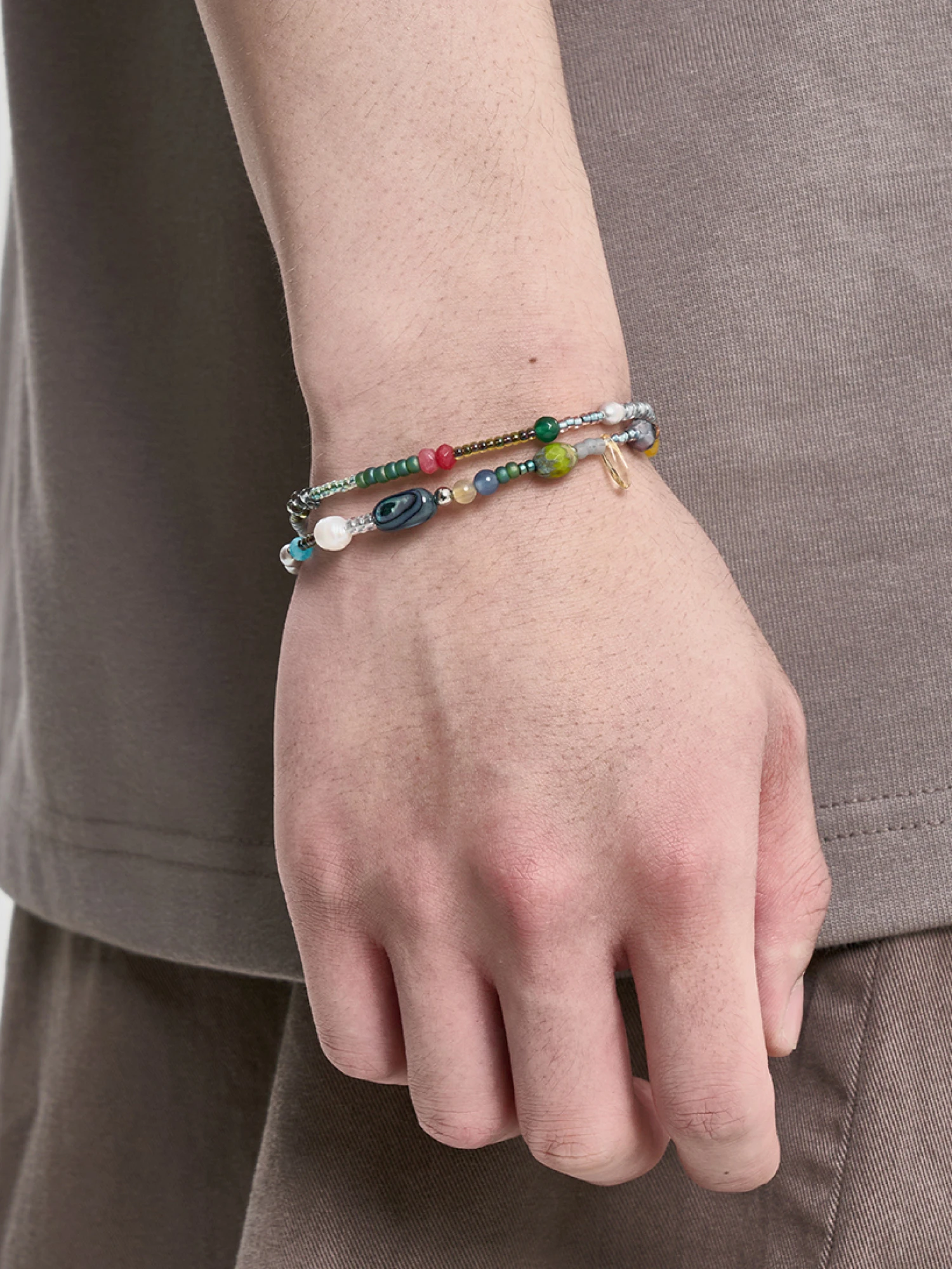 Браслет AJOBYAJO Multi Color Beads Layered Teal