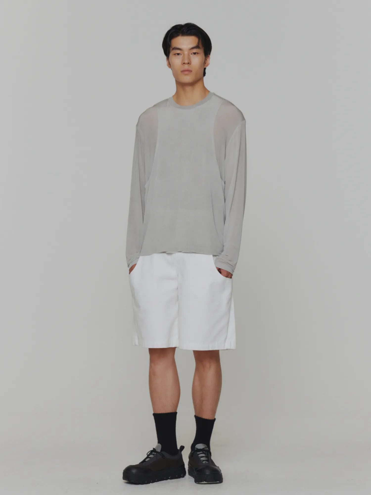 Шорты AMOMENTO Cut-Out Pocket Denim White