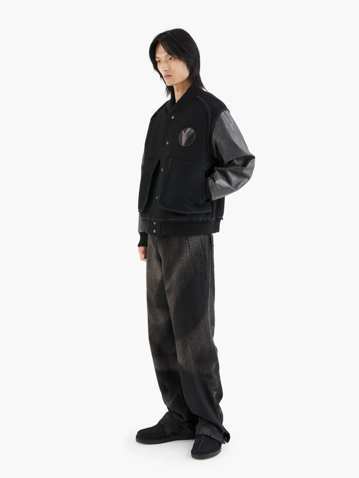 Брюки JIYONGKIM Sun-Bleached Raw Edged Straight Black