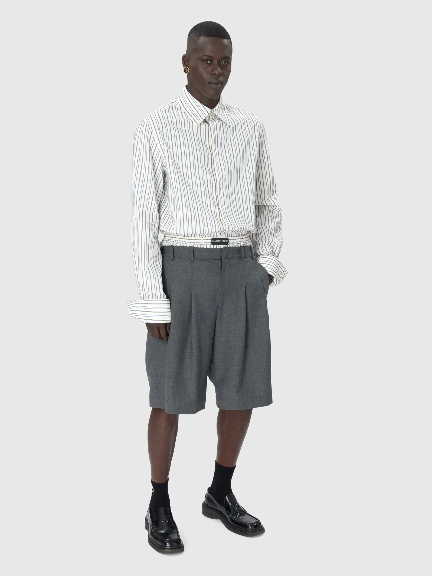 Рубашка Marine Serre Regenerated Striped Poplin Off White