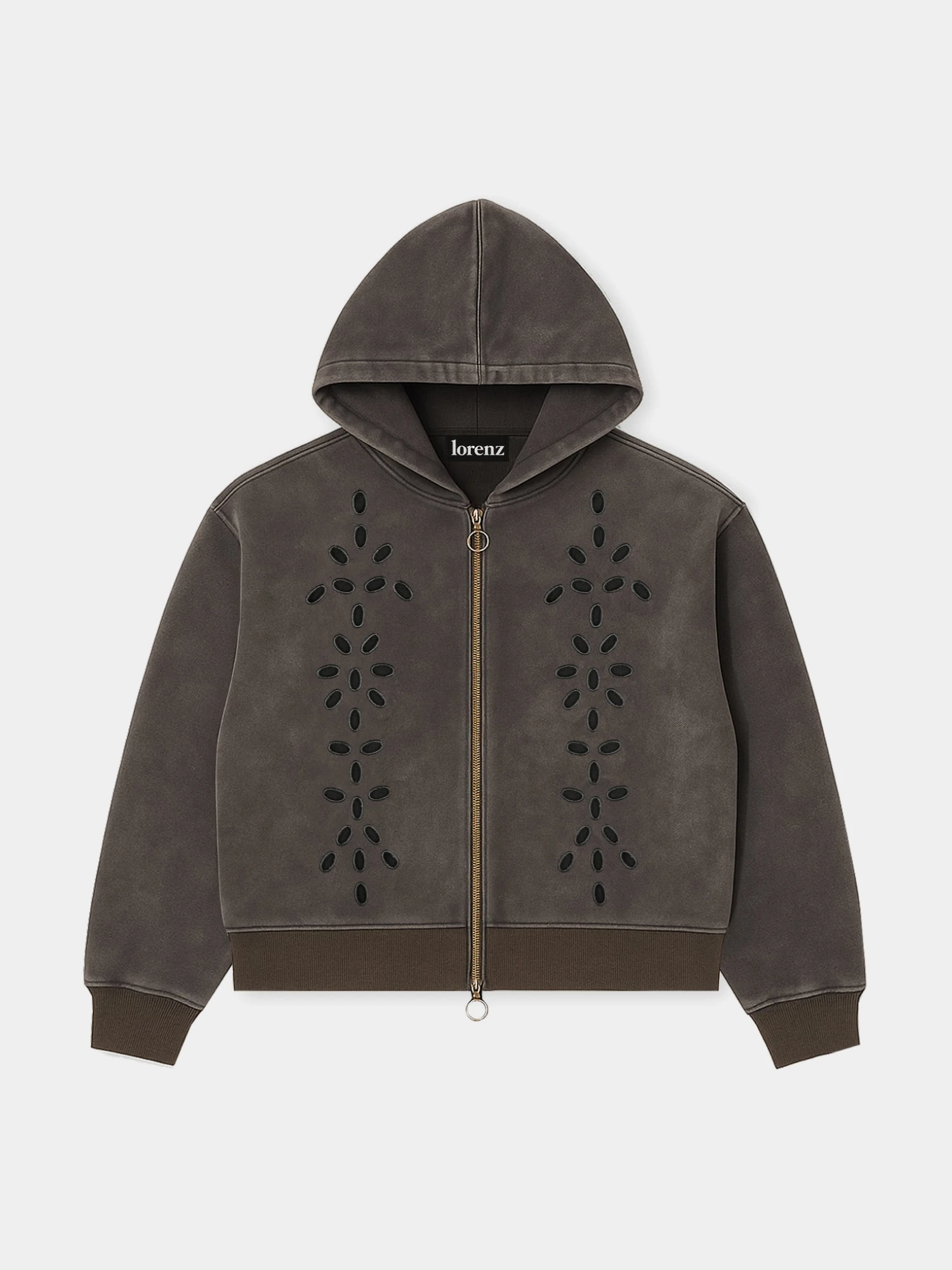 Зип-худи lorenz Broderie Washed Black