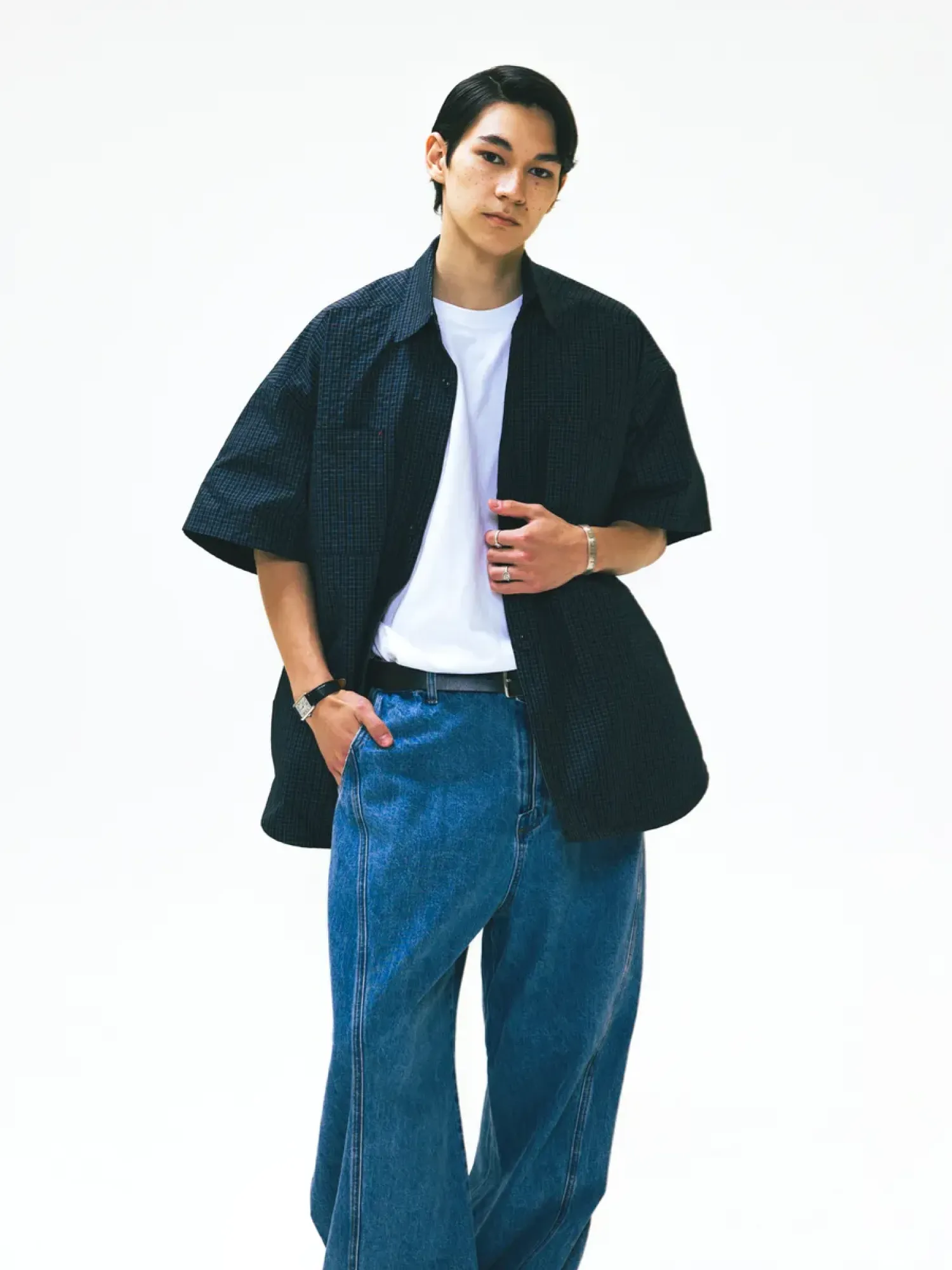 Рубашка ANGLAN Huge Check Work Shirt Navy