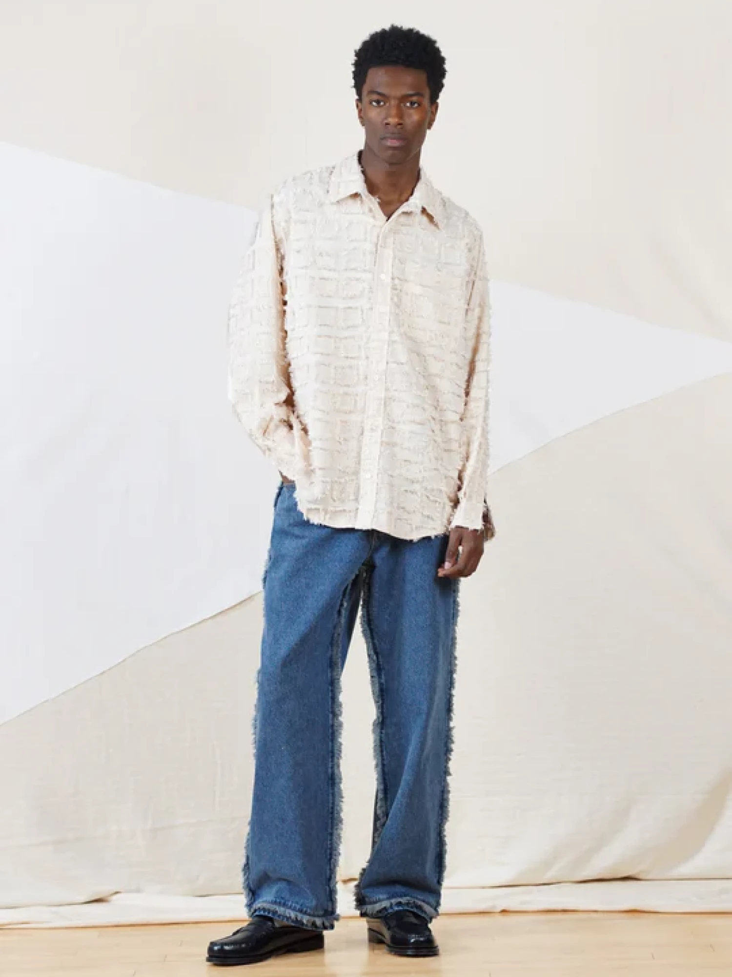 Рубашка lorenz Checked Fringe Shirt Off White