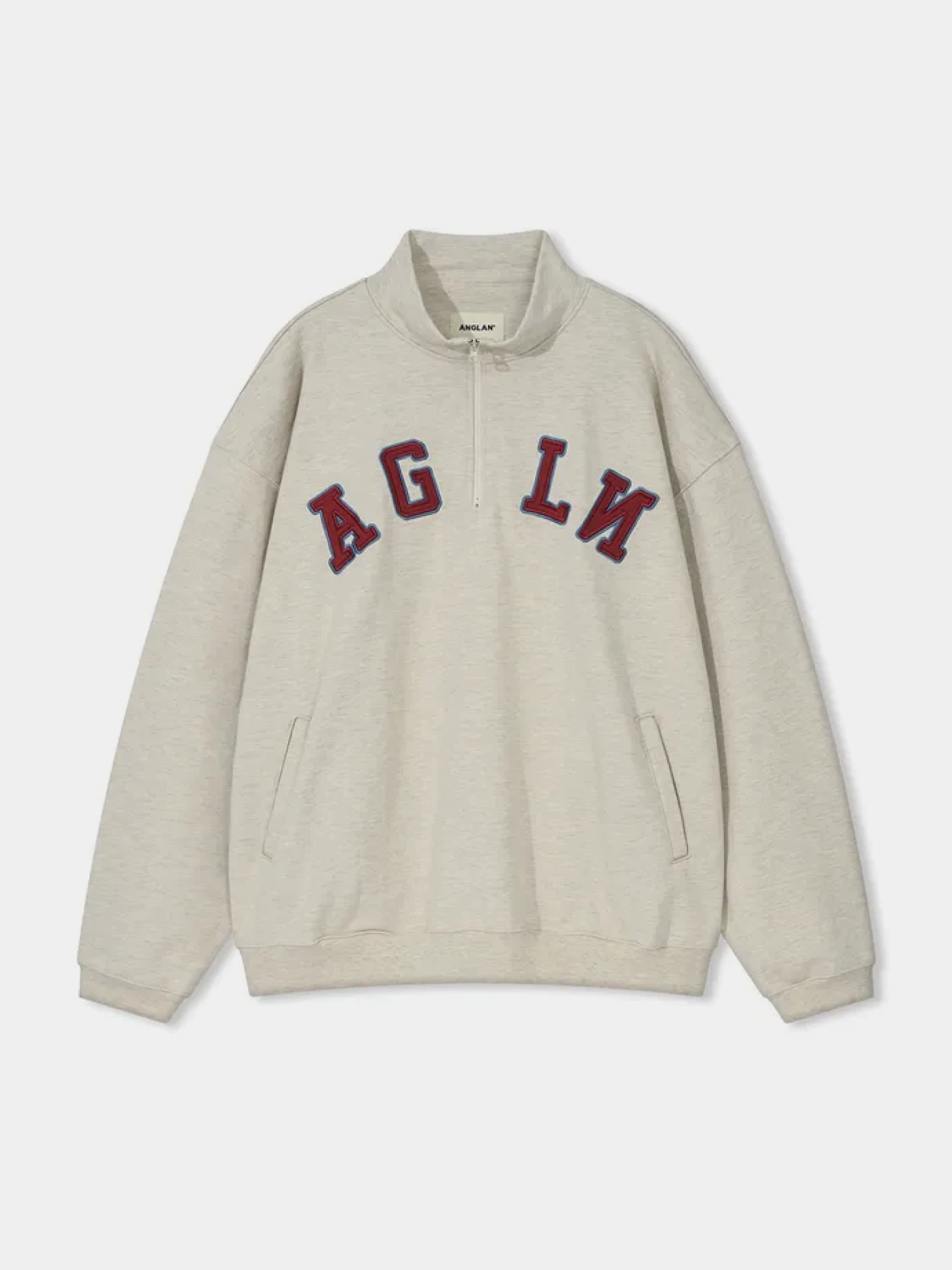 Халф-зип ANGLAN Applique Sweat Half Zip Up Oatmeal