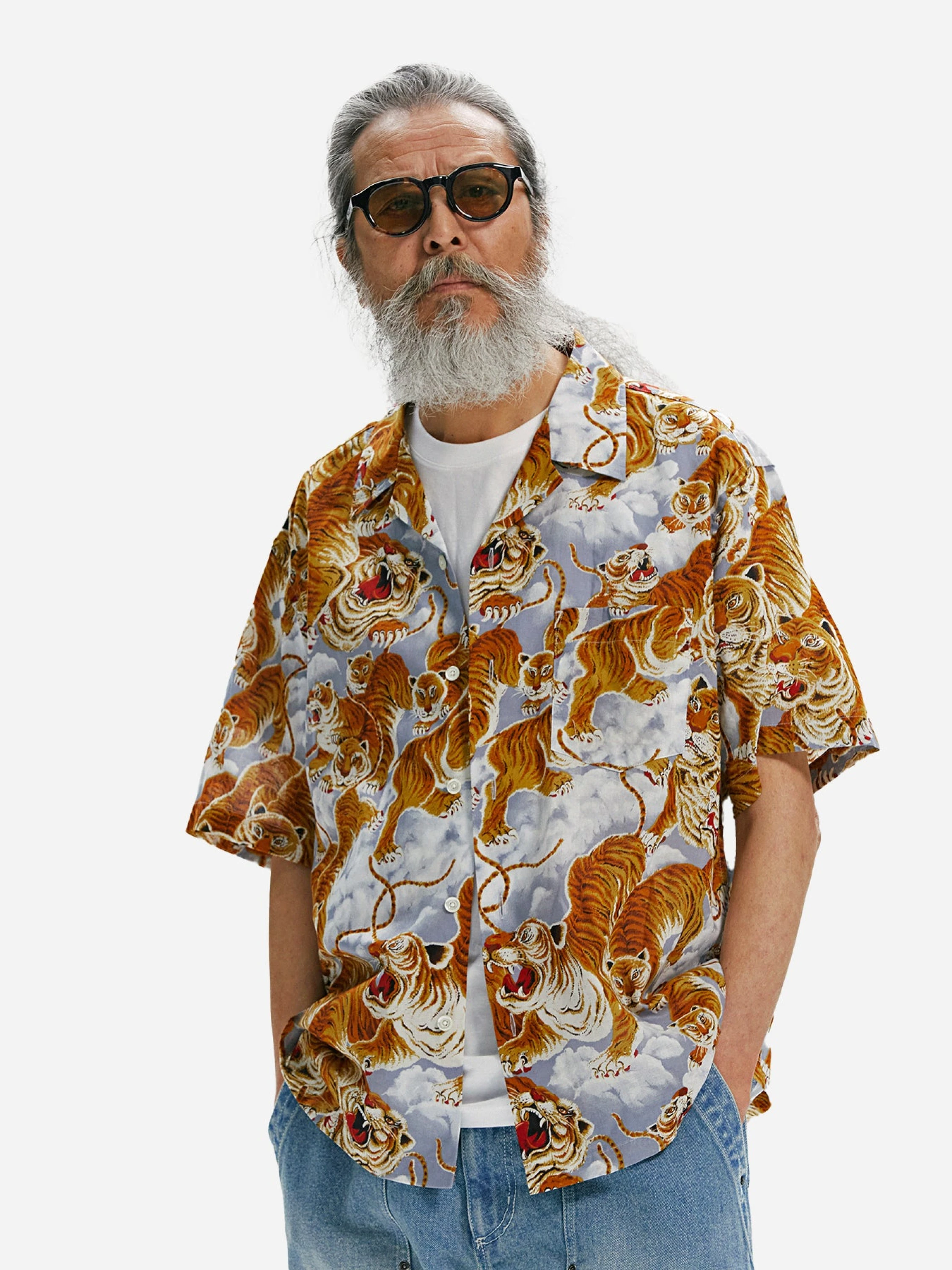 Рубашка FrizmWORKS Tiger Hawaiian Half Gray