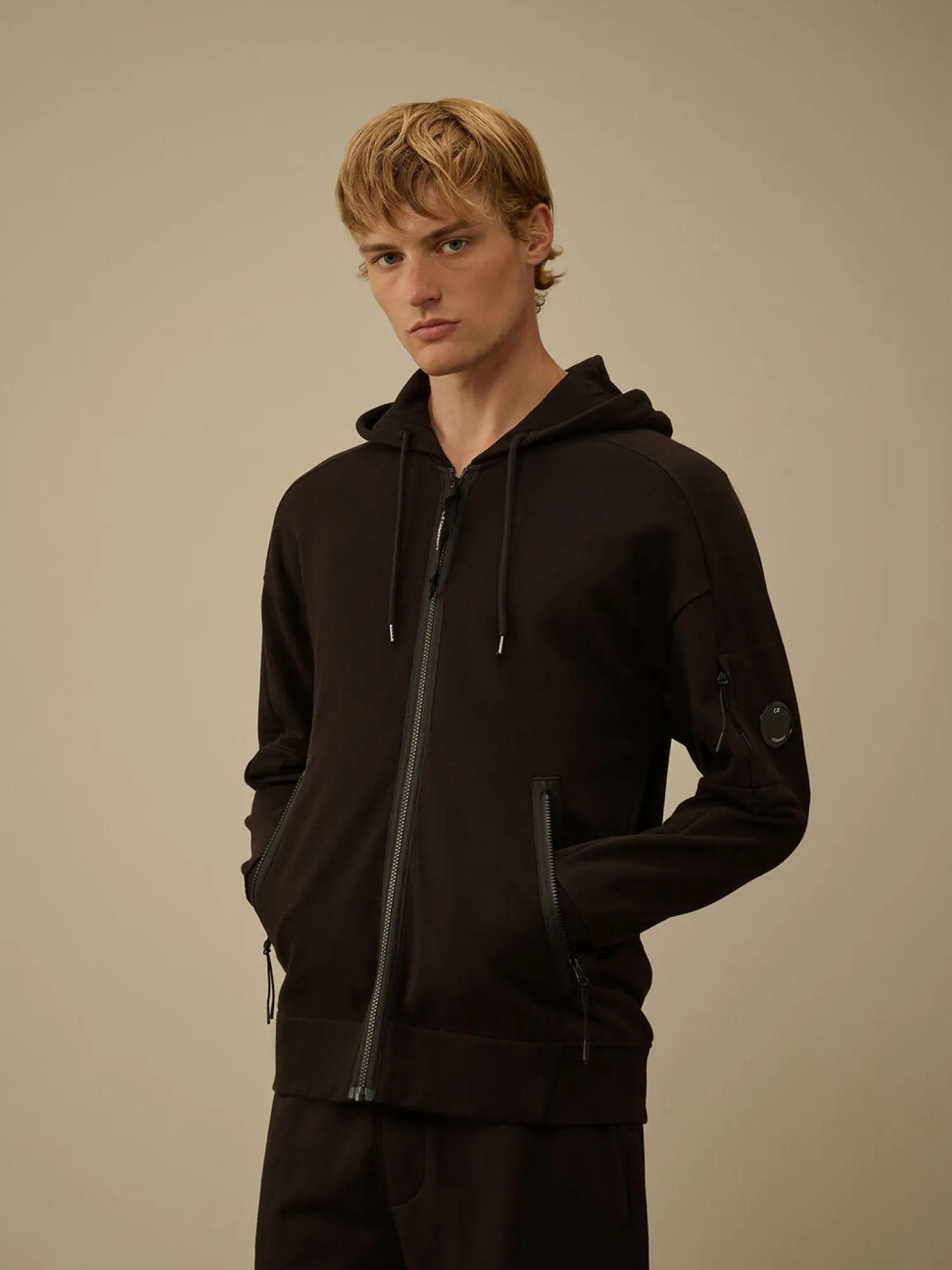 Зип-худи C.P. Company Diagonal Raised Fleece Lens Black