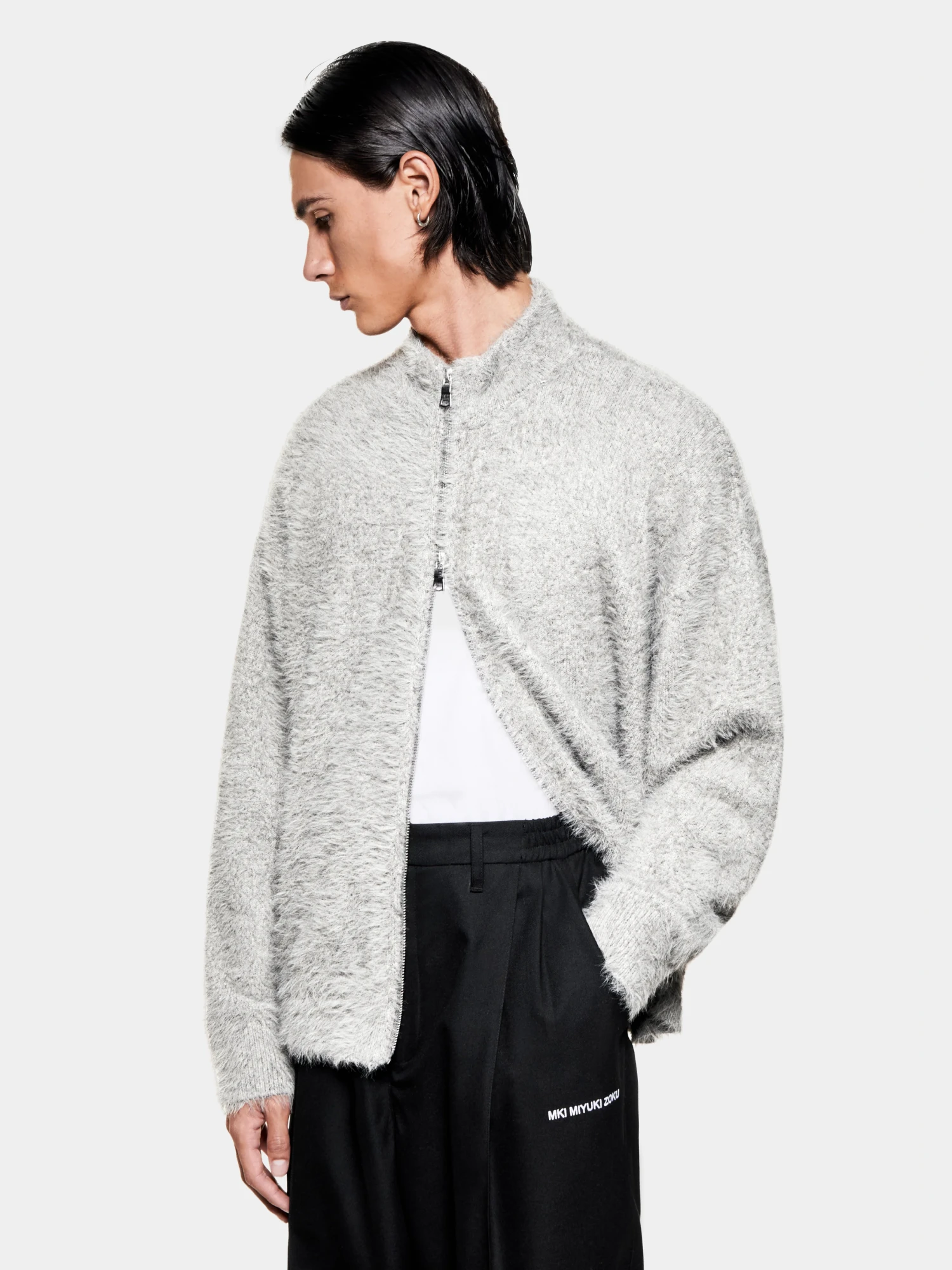 Кардиган MKI MIYUKI ZOKU Faux Alpaca Knit Track Melange Grey