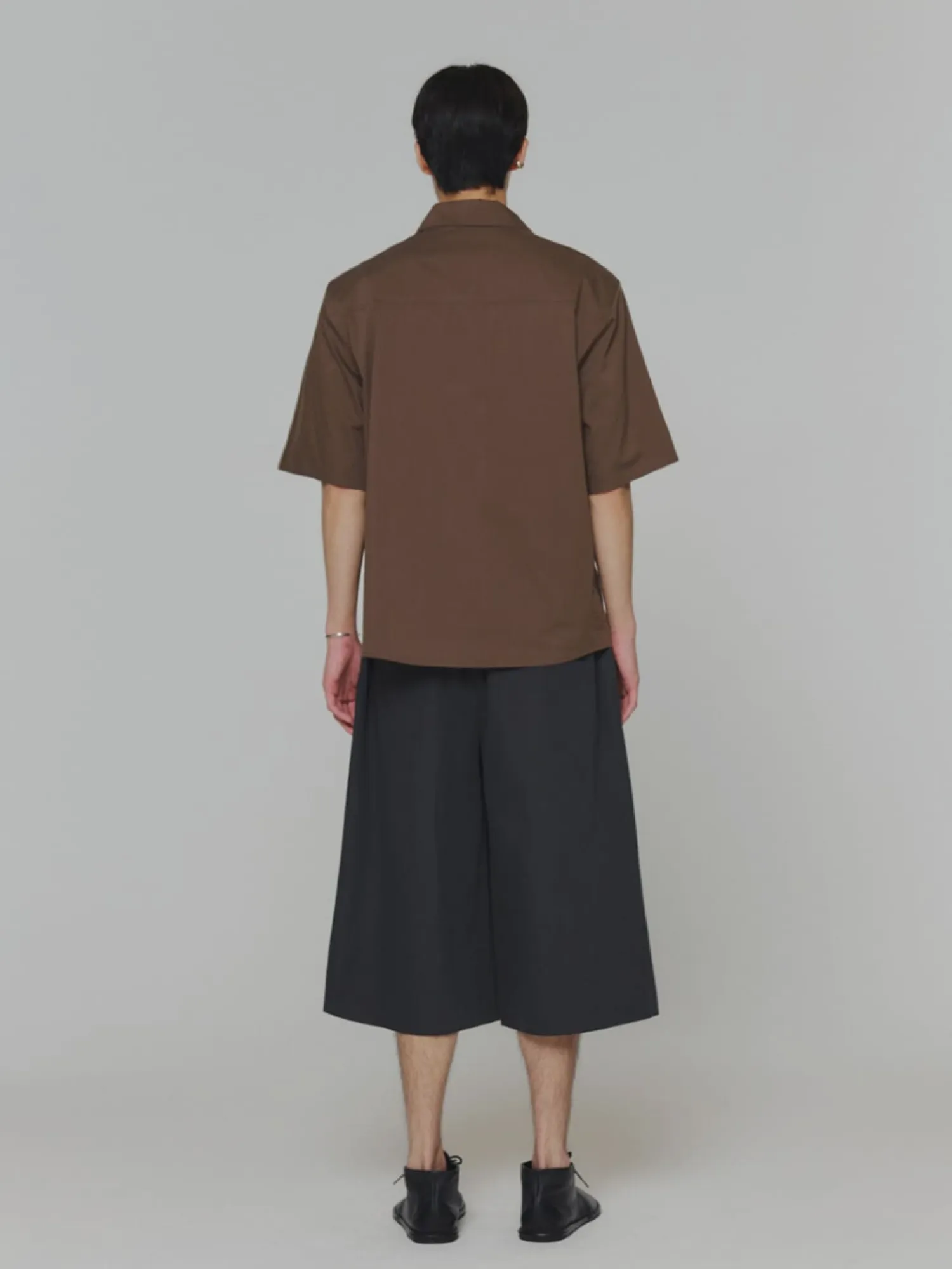 Рубашка AMOMENTO Open Collar Half Brown