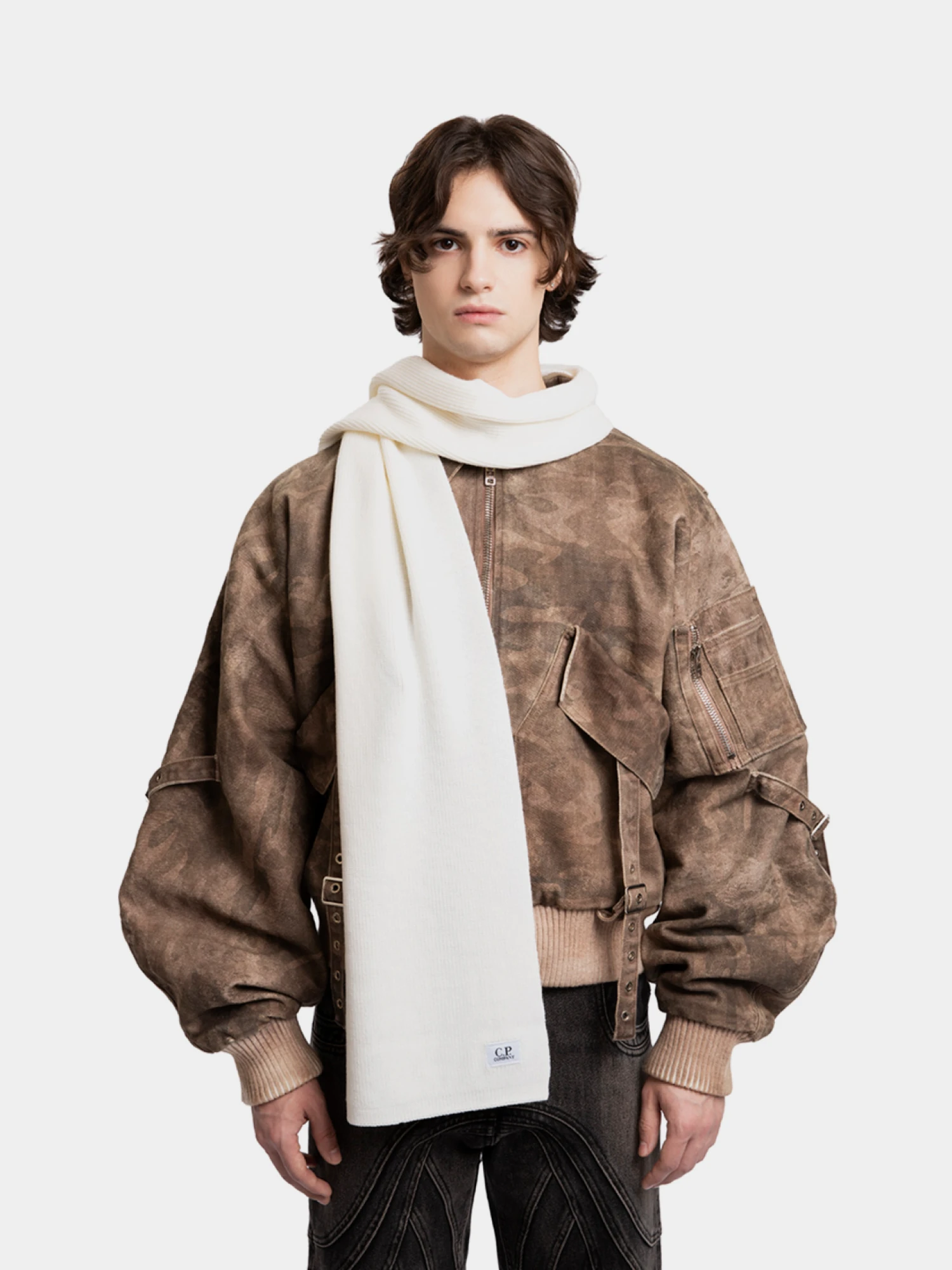 Шарф C.P. Company Wool Knit Gauze White