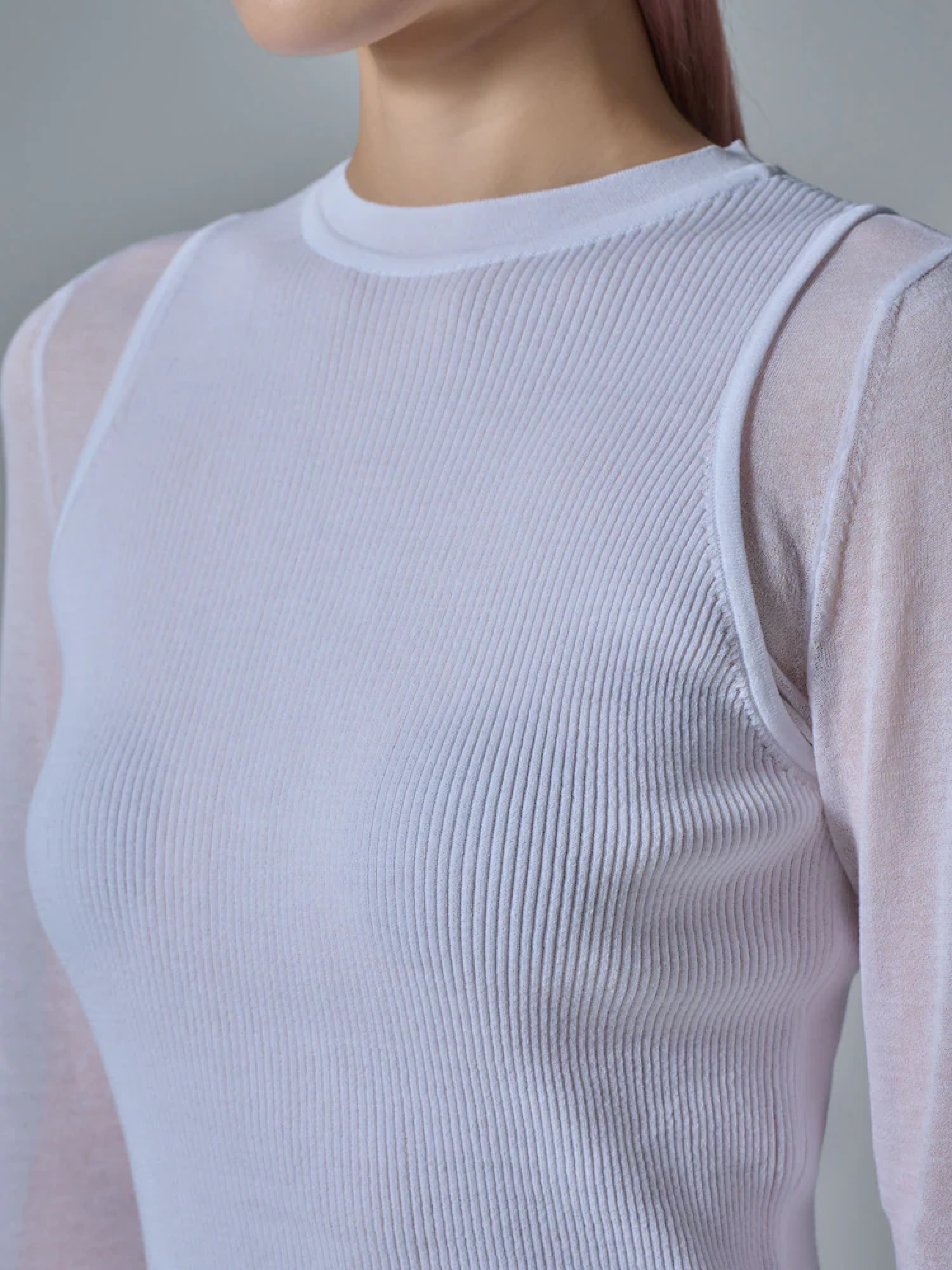Женский пуловер JUUN.J See Through Round Neck White